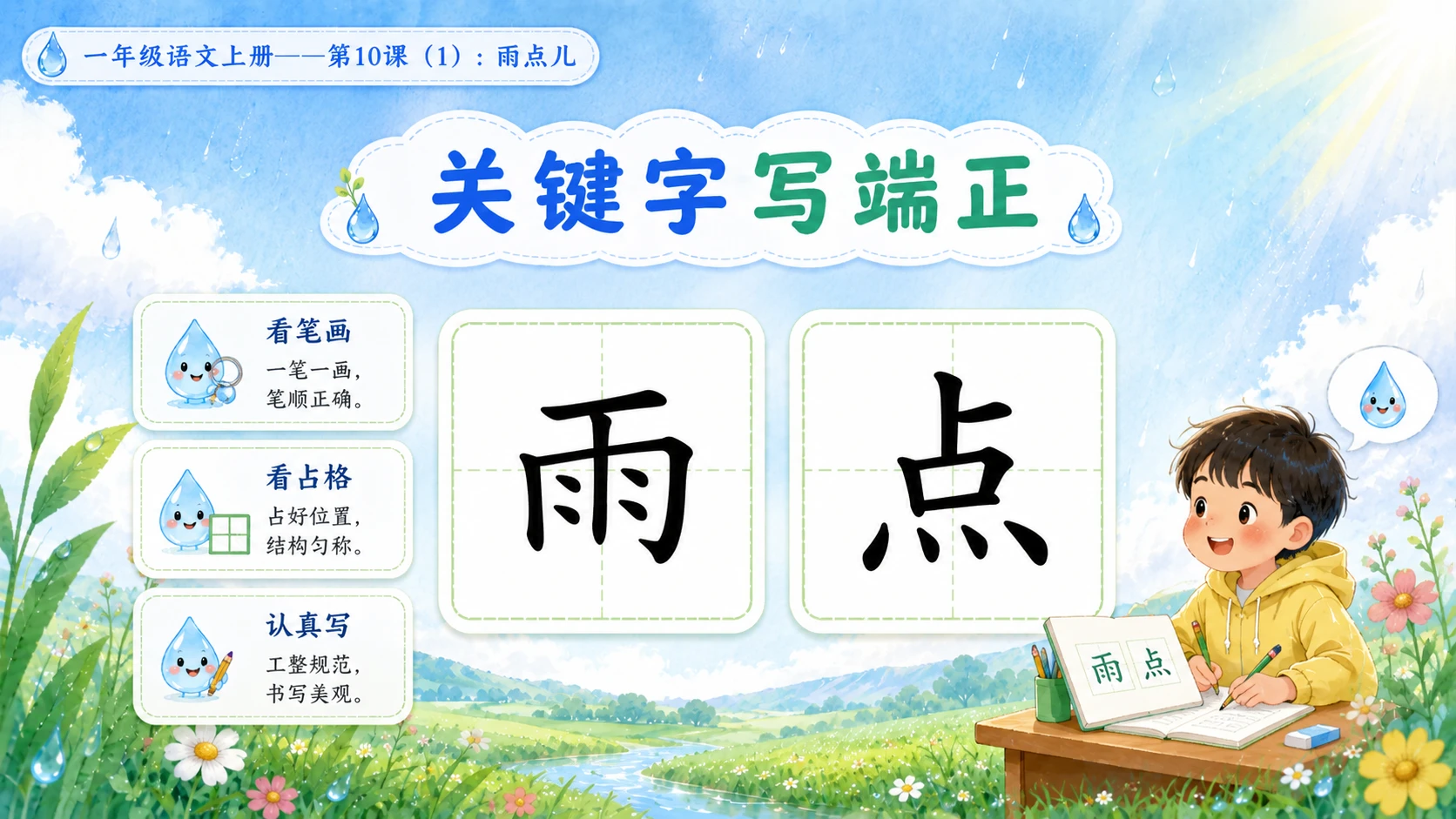 小学六年制统编教材系列课件——一年级语文上册第10课（1）：雨点儿 - 预览图9
