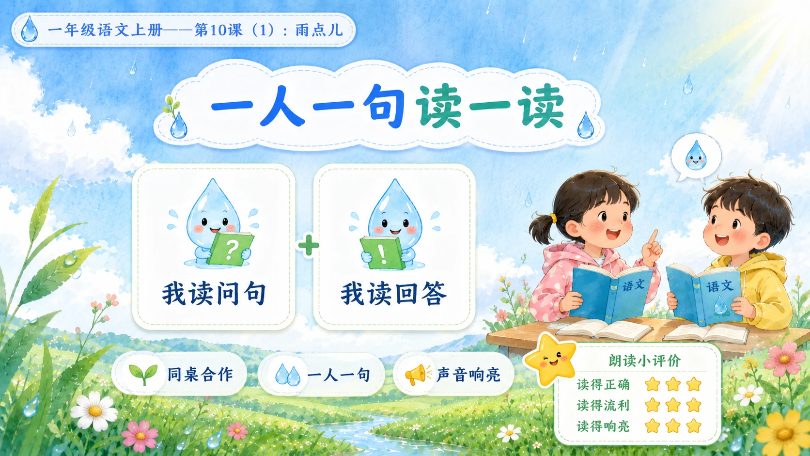 小学六年制统编教材系列课件——一年级语文上册第10课（1）：雨点儿 - 预览图10