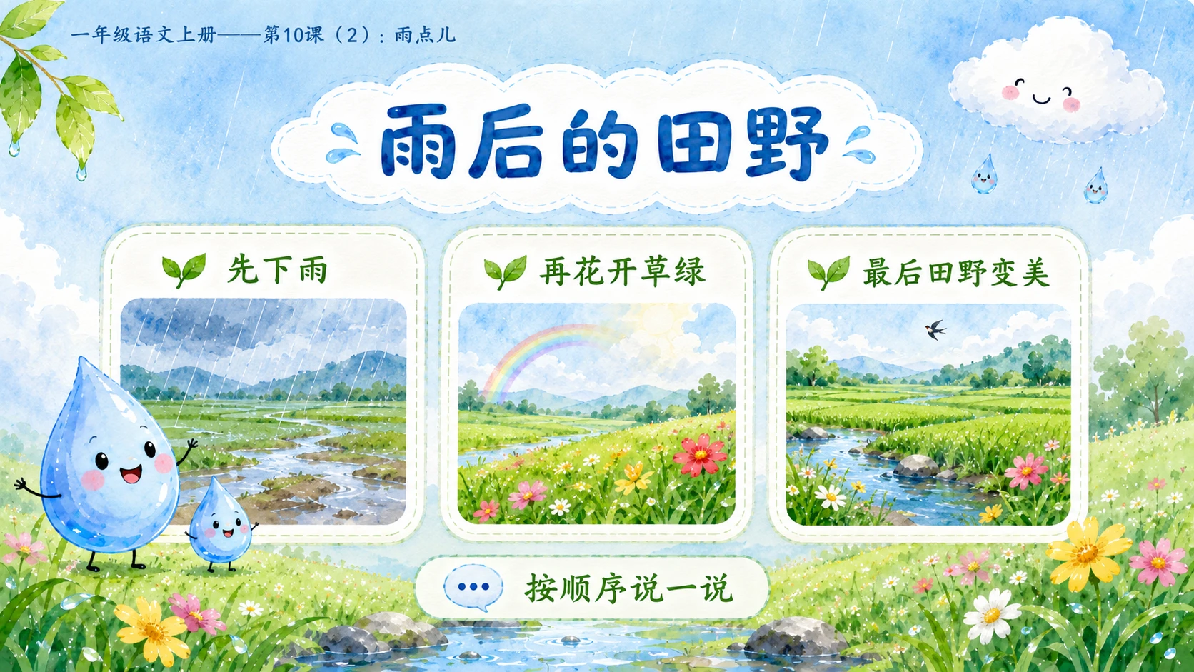 小学六年制统编教材系列课件——一年级语文上册第10课（2）：雨点儿 - 预览图14