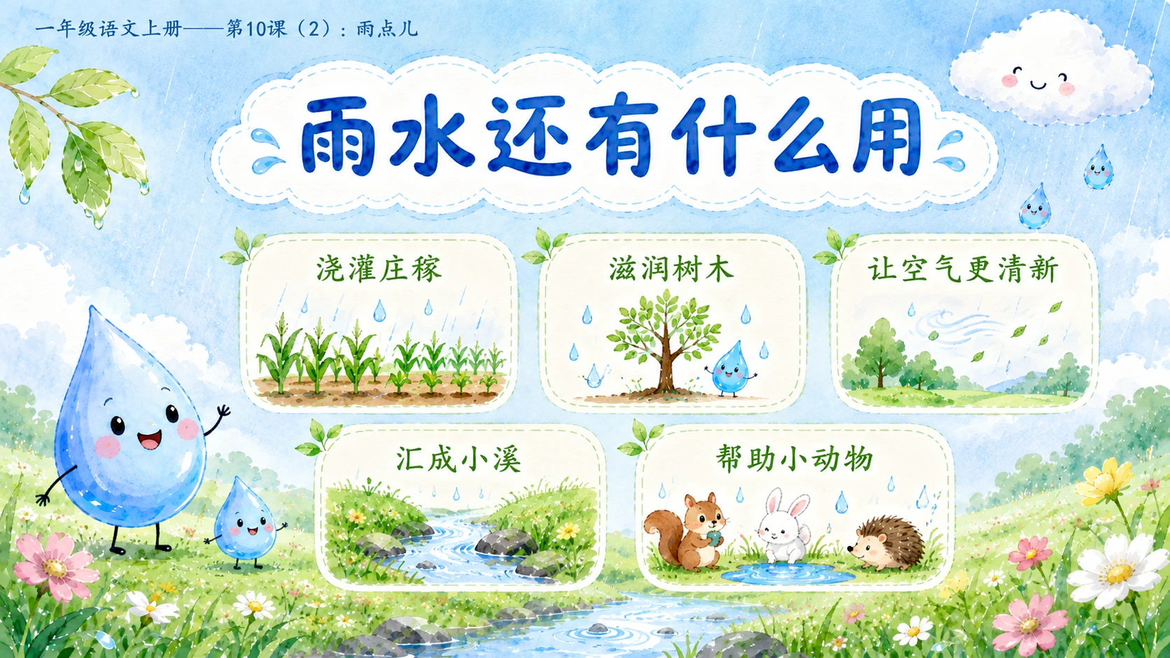 小学六年制统编教材系列课件——一年级语文上册第10课（2）：雨点儿 - 预览图15