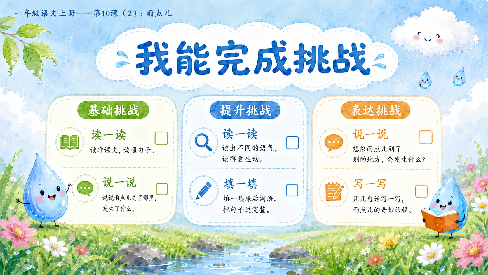 小学六年制统编教材系列课件——一年级语文上册第10课（2）：雨点儿 - 预览图16