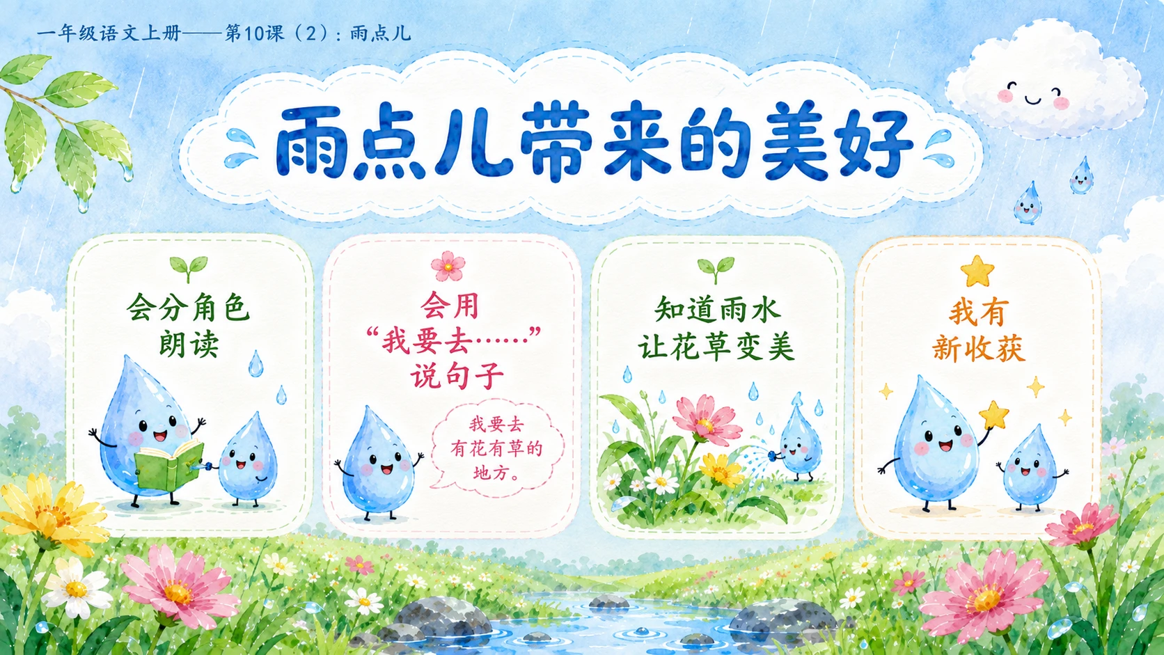 小学六年制统编教材系列课件——一年级语文上册第10课（2）：雨点儿 - 预览图17