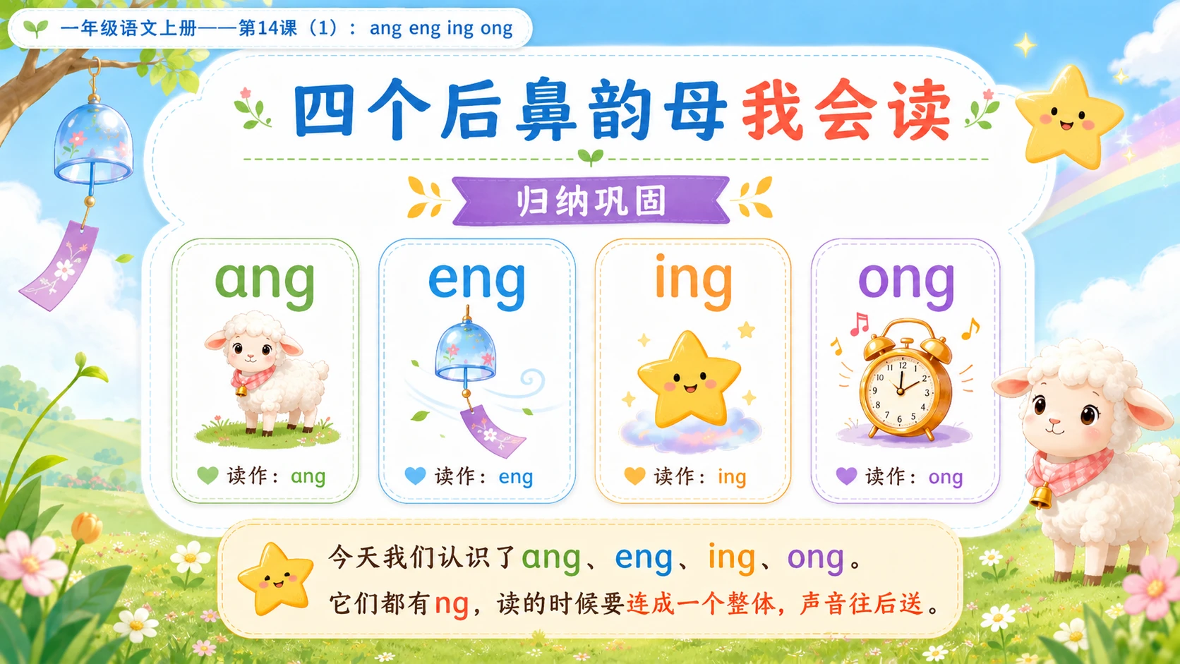 小学六年制统编教材系列课件——一年级语文上册第14课（1）：ang eng ing ong - 预览图15