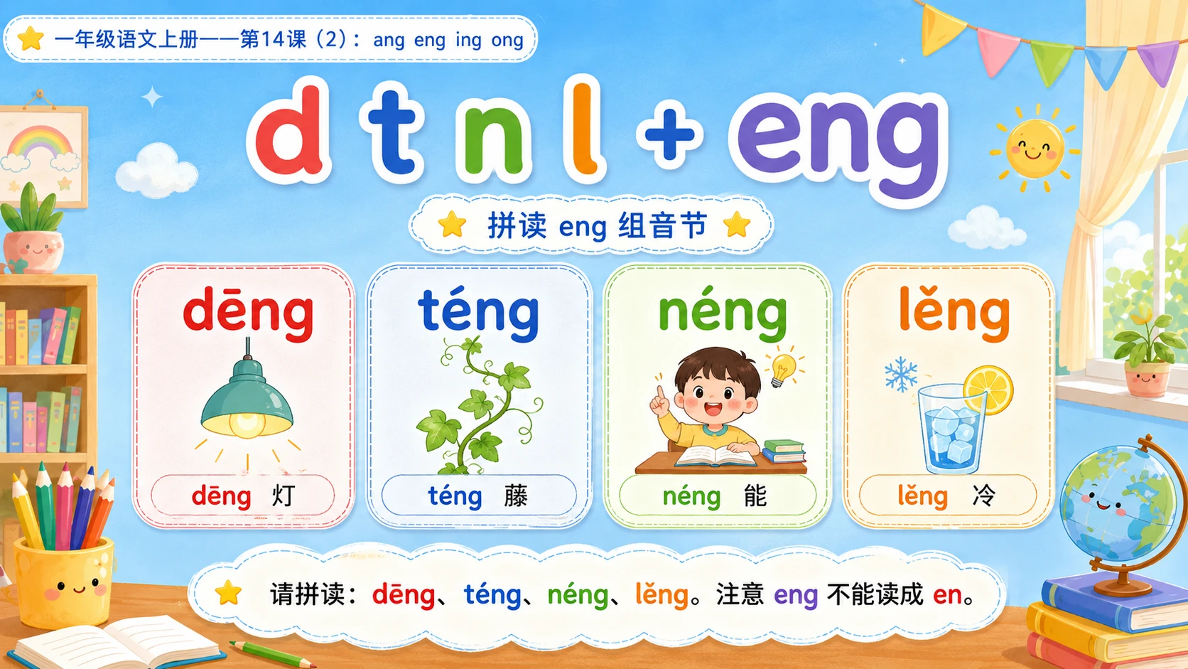 小学六年制统编教材系列课件——一年级语文上册第14课（2）：ang eng ing ong - 预览图6