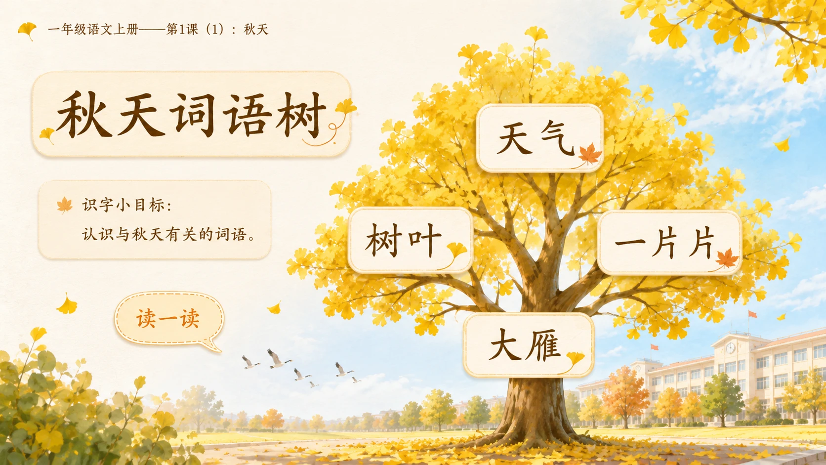 小学六年制统编教材系列课件——一年级语文上册第1课（1）：秋天 - 预览图5