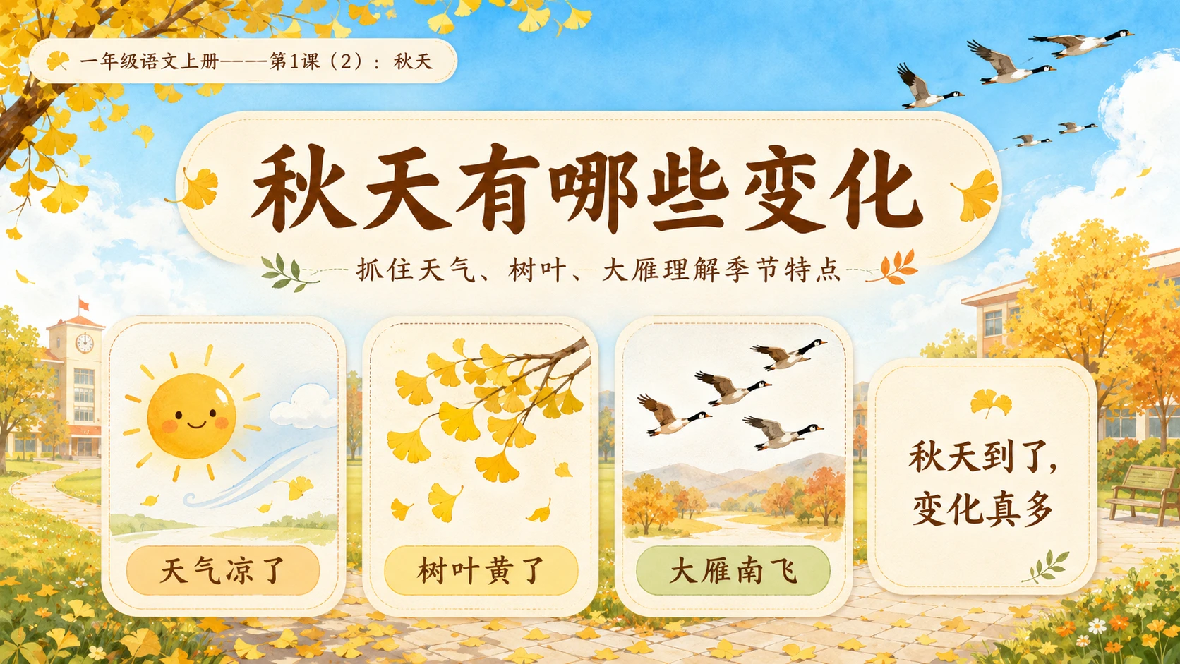 小学六年制统编教材系列课件——一年级语文上册第1课（2）：秋天 - 预览图4