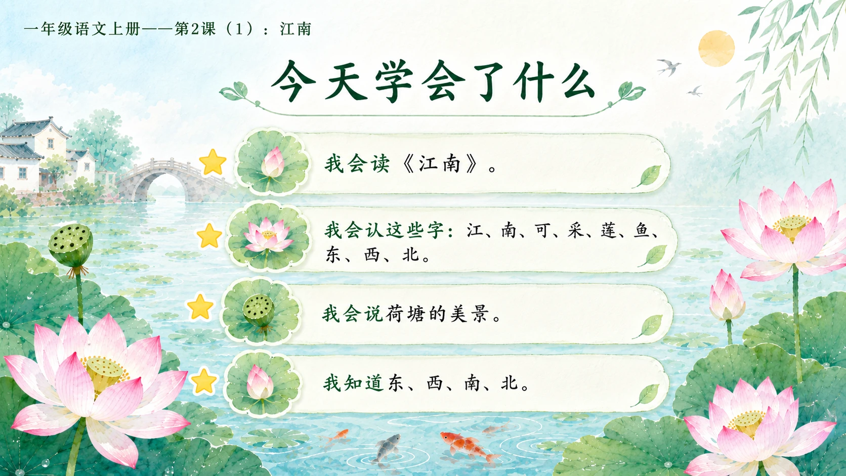 小学六年制统编教材系列课件——一年级语文上册第2课（1）：江南 - 预览图15