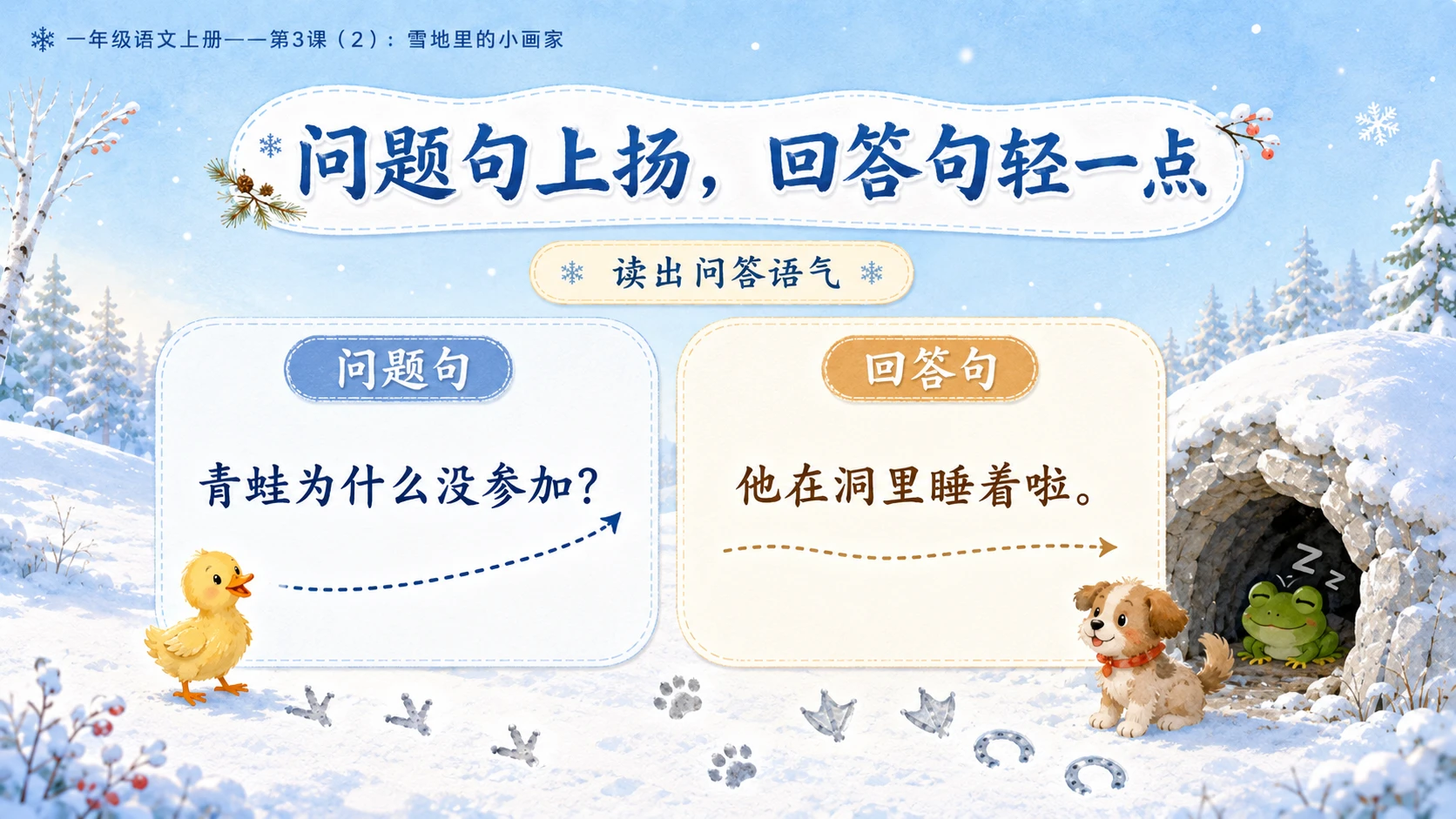 小学六年制统编教材系列课件——一年级语文上册第3课（2）：雪地里的小画家 - 预览图17