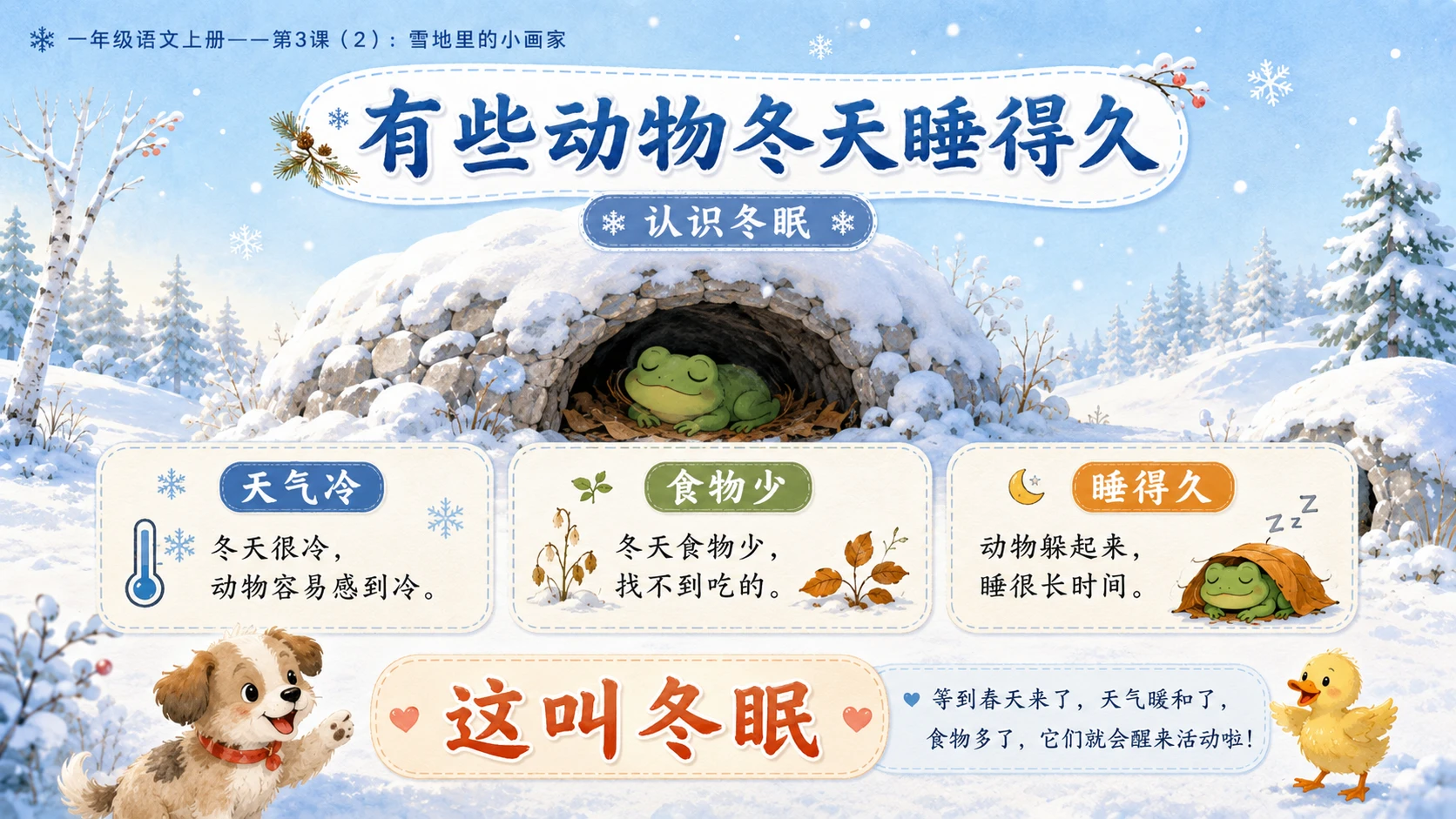 小学六年制统编教材系列课件——一年级语文上册第3课（2）：雪地里的小画家 - 预览图9