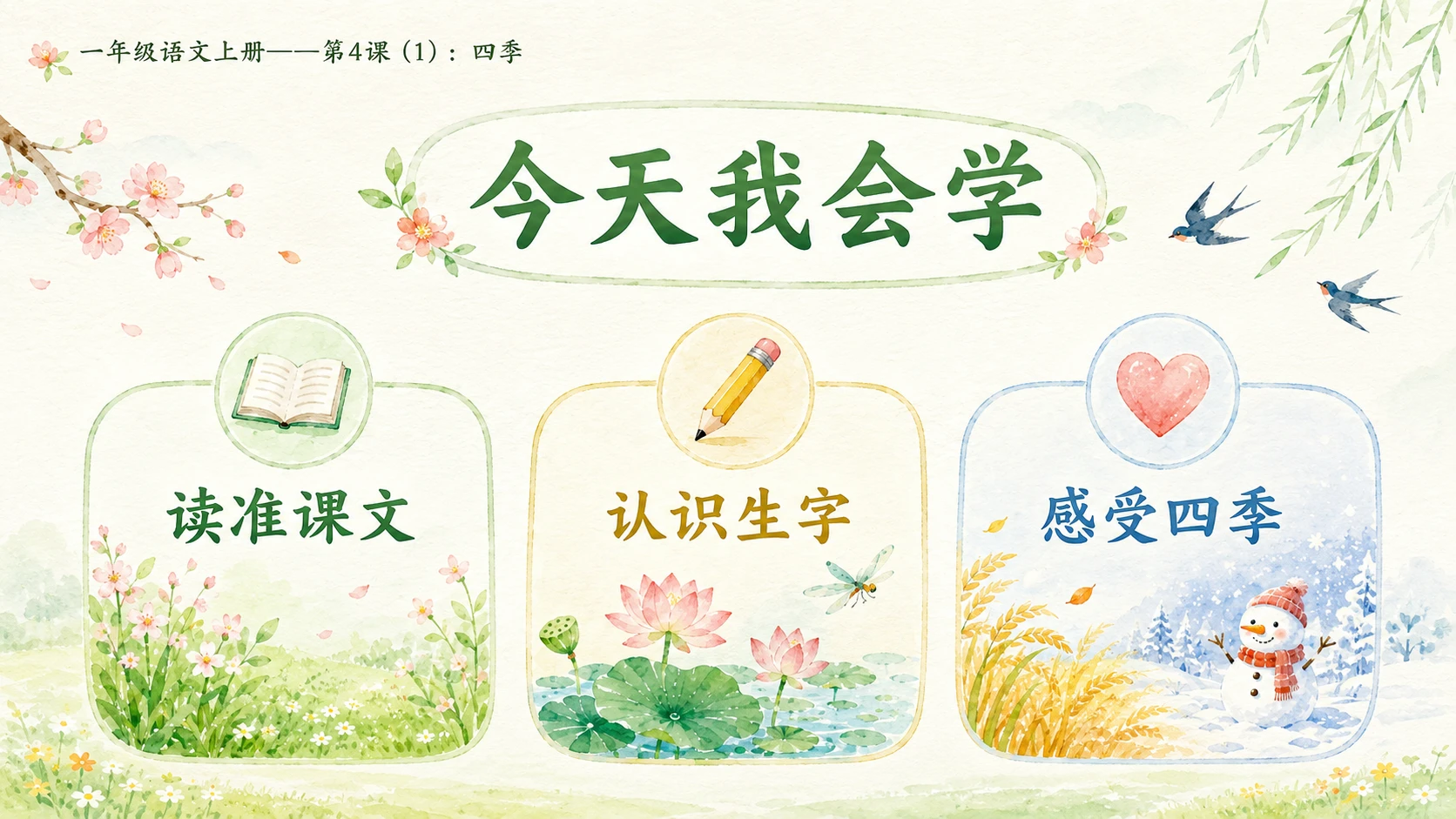 小学六年制统编教材系列课件——一年级语文上册第4课（1）：四季 - 预览图3