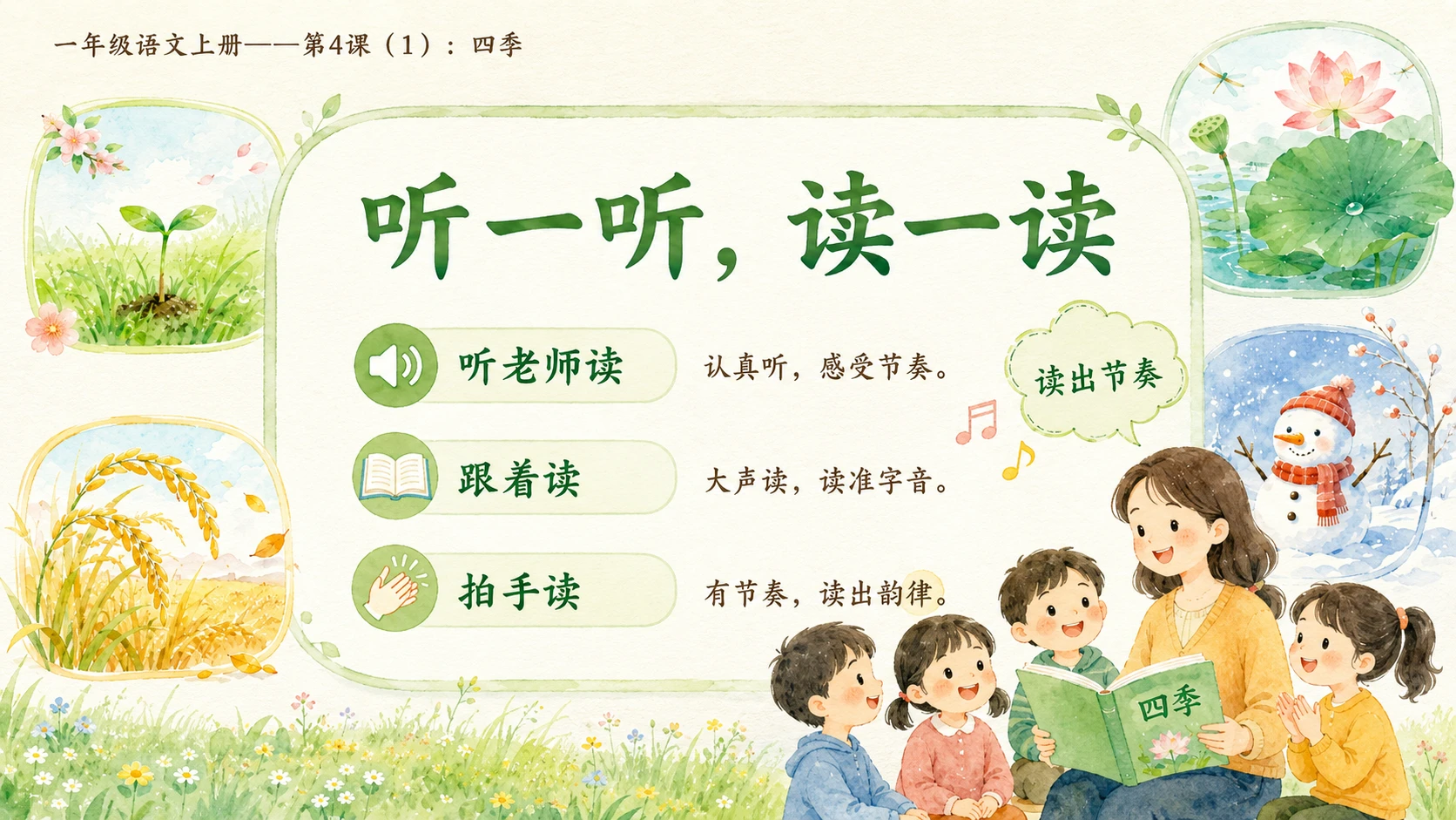 小学六年制统编教材系列课件——一年级语文上册第4课（1）：四季 - 预览图4