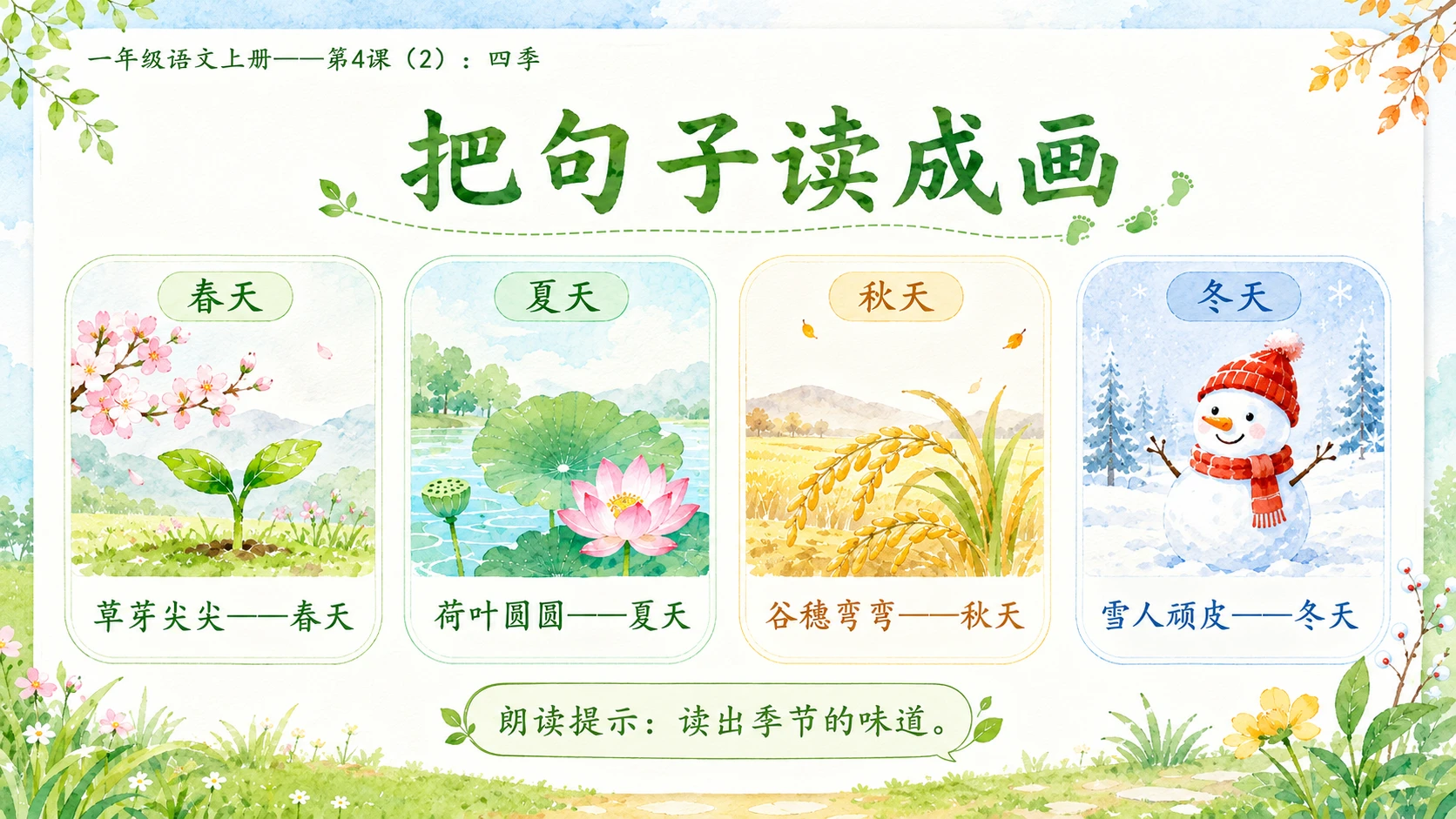 小学六年制统编教材系列课件——一年级语文上册第4课（2）：四季 - 预览图4