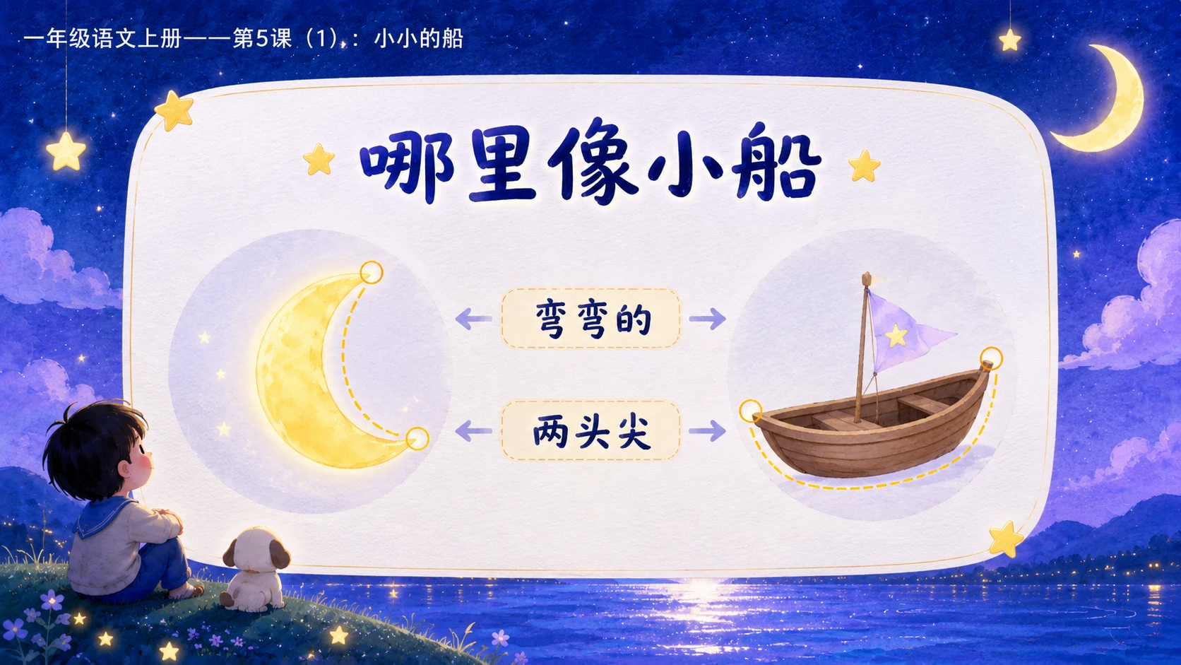 小学六年制统编教材系列课件——一年级语文上册第5课（1）：小小的船 - 预览图8