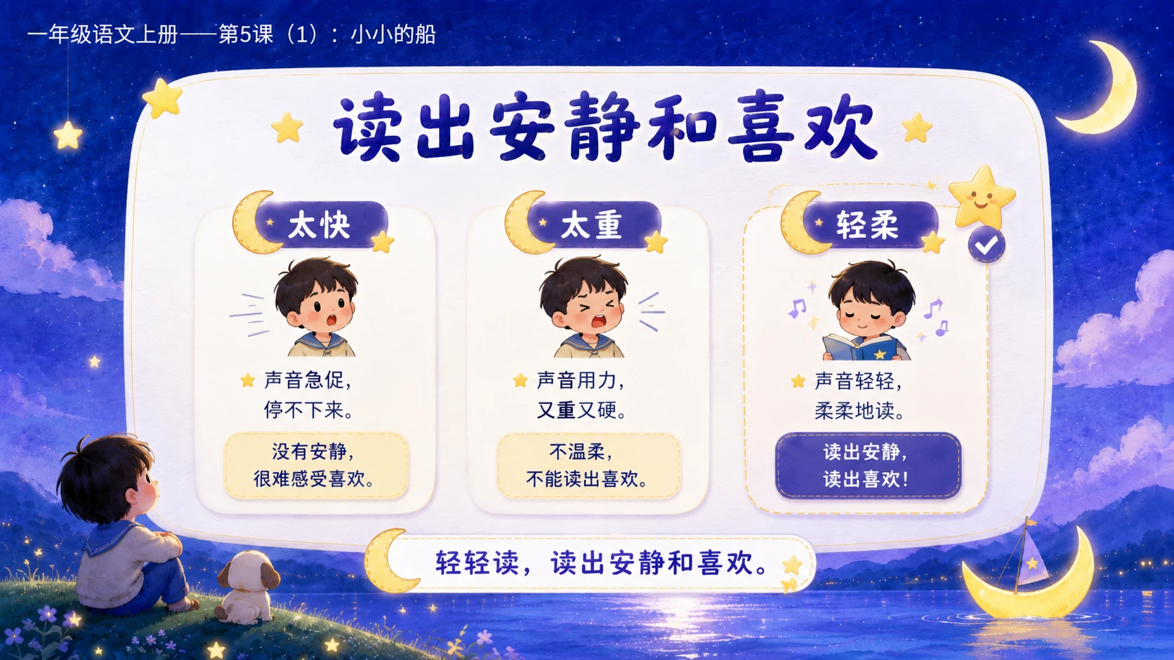 小学六年制统编教材系列课件——一年级语文上册第5课（1）：小小的船 - 预览图9
