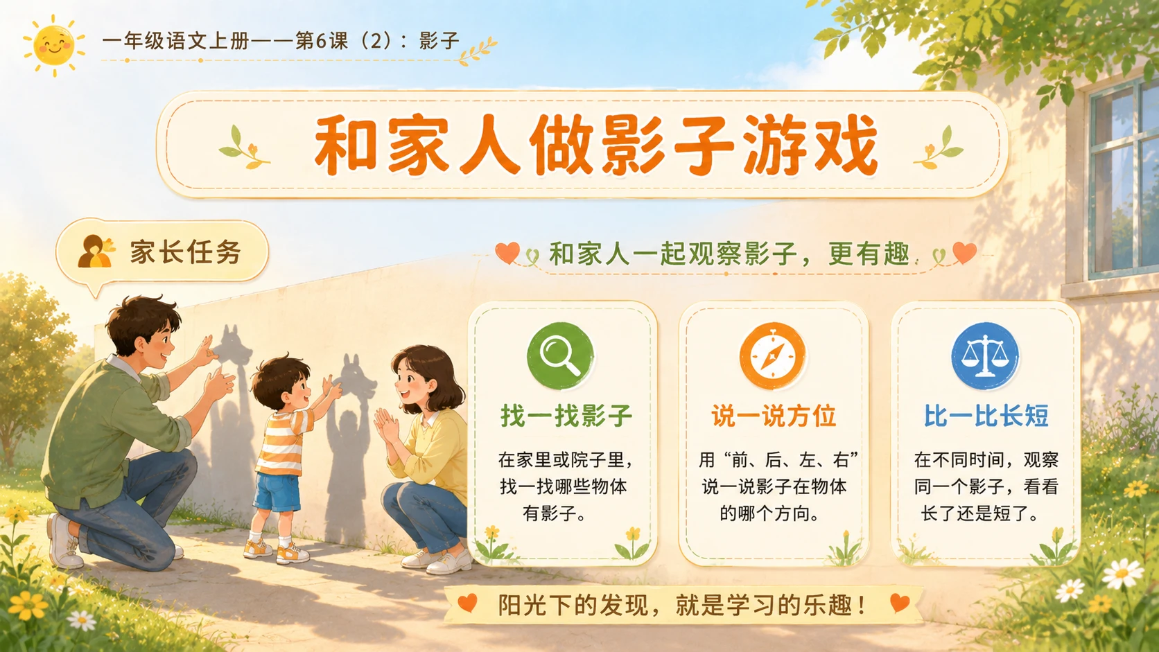 小学六年制统编教材系列课件——一年级语文上册第6课（2）：影子 - 预览图12