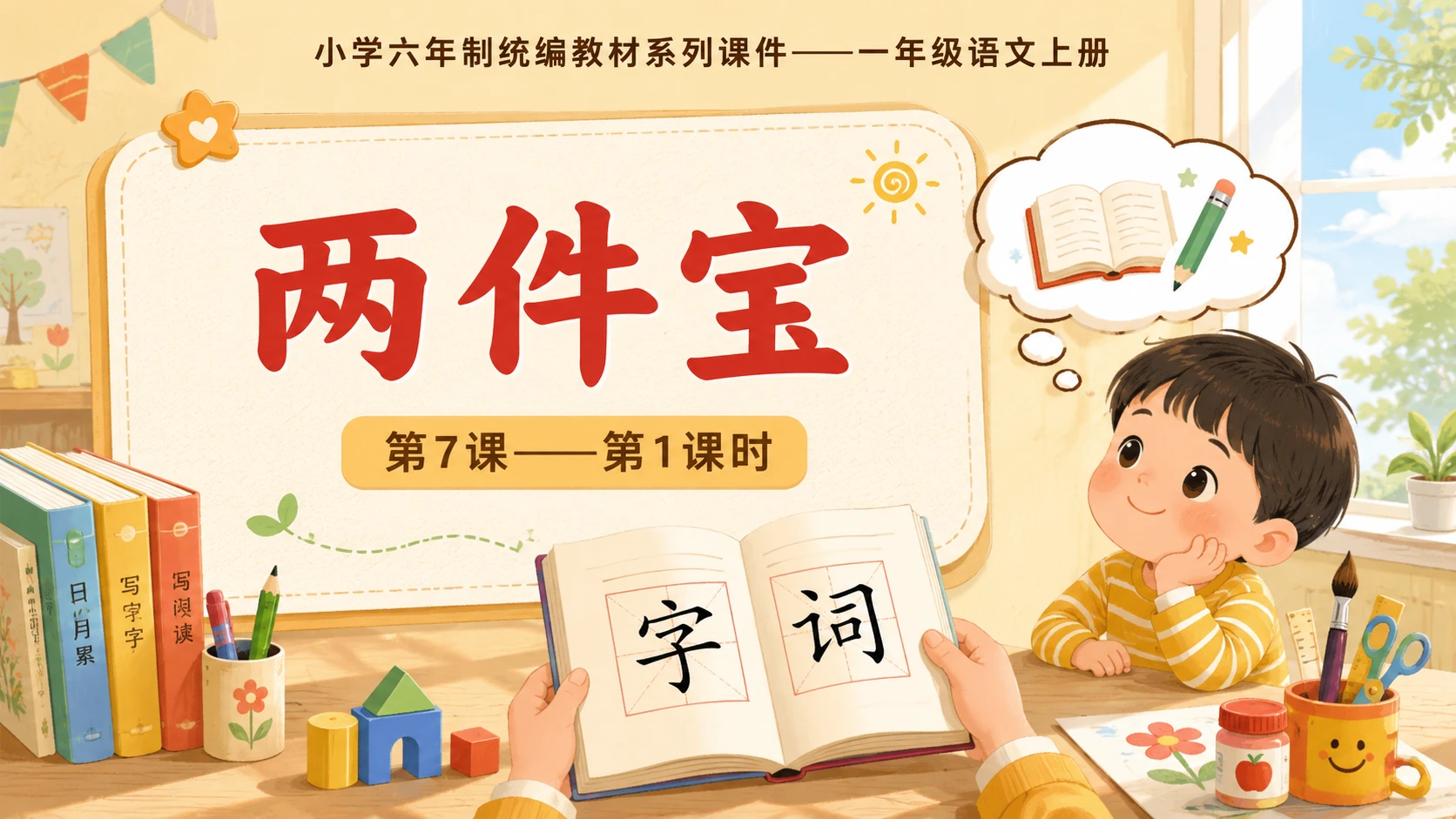 小学六年制统编教材系列课件——一年级语文上册第7课（1）：两件宝 - 预览图1