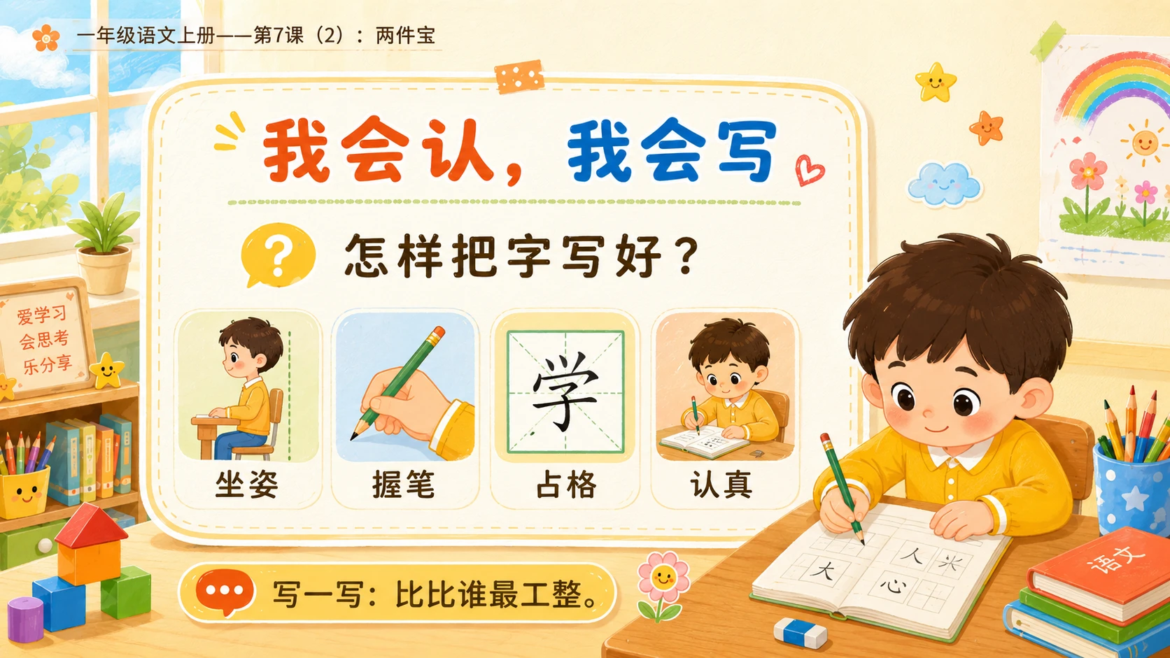 小学六年制统编教材系列课件——一年级语文上册第7课（2）：两件宝 - 预览图4