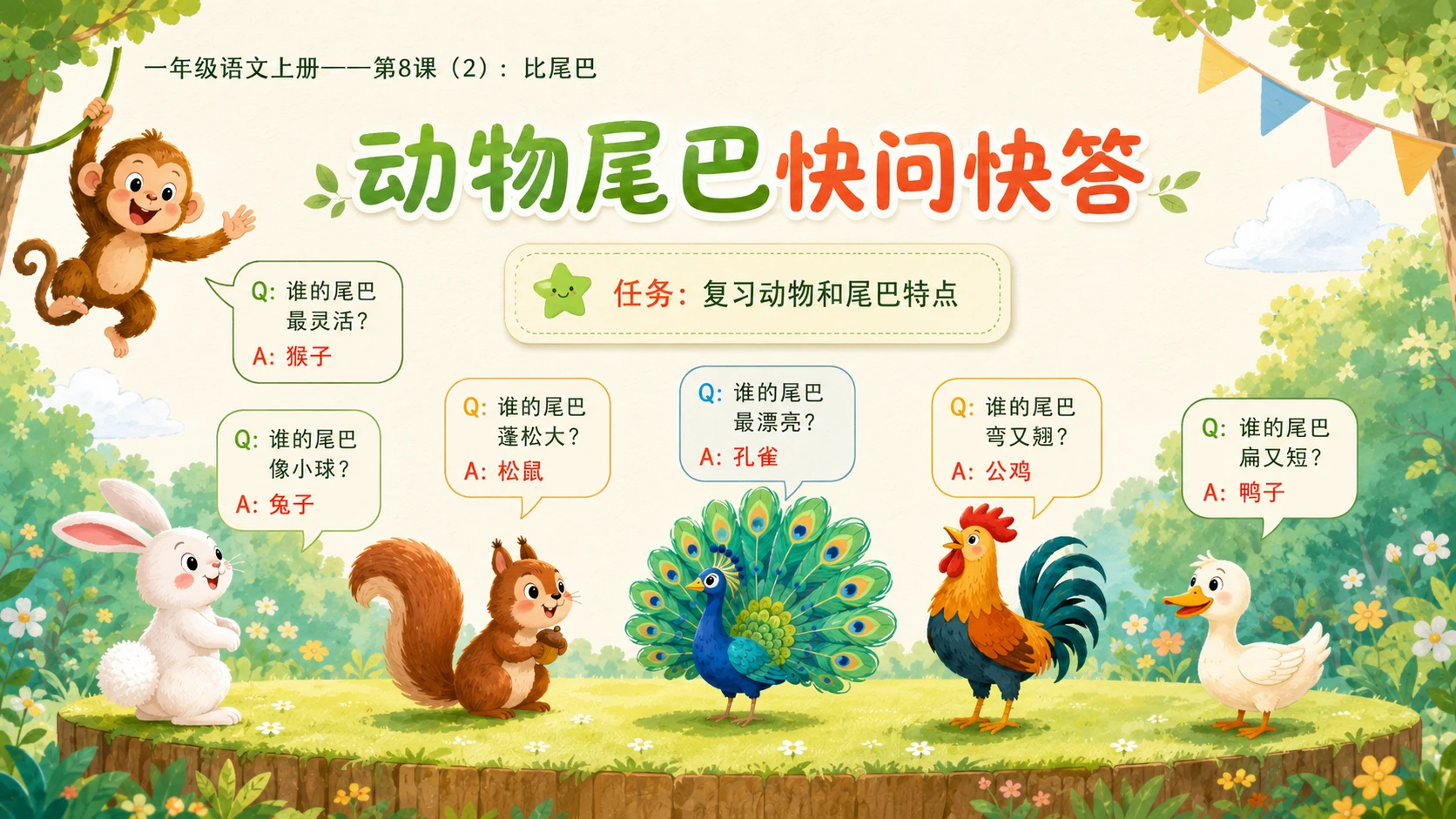 小学六年制统编教材系列课件——一年级语文上册第8课（2）：比尾巴 - 预览图2
