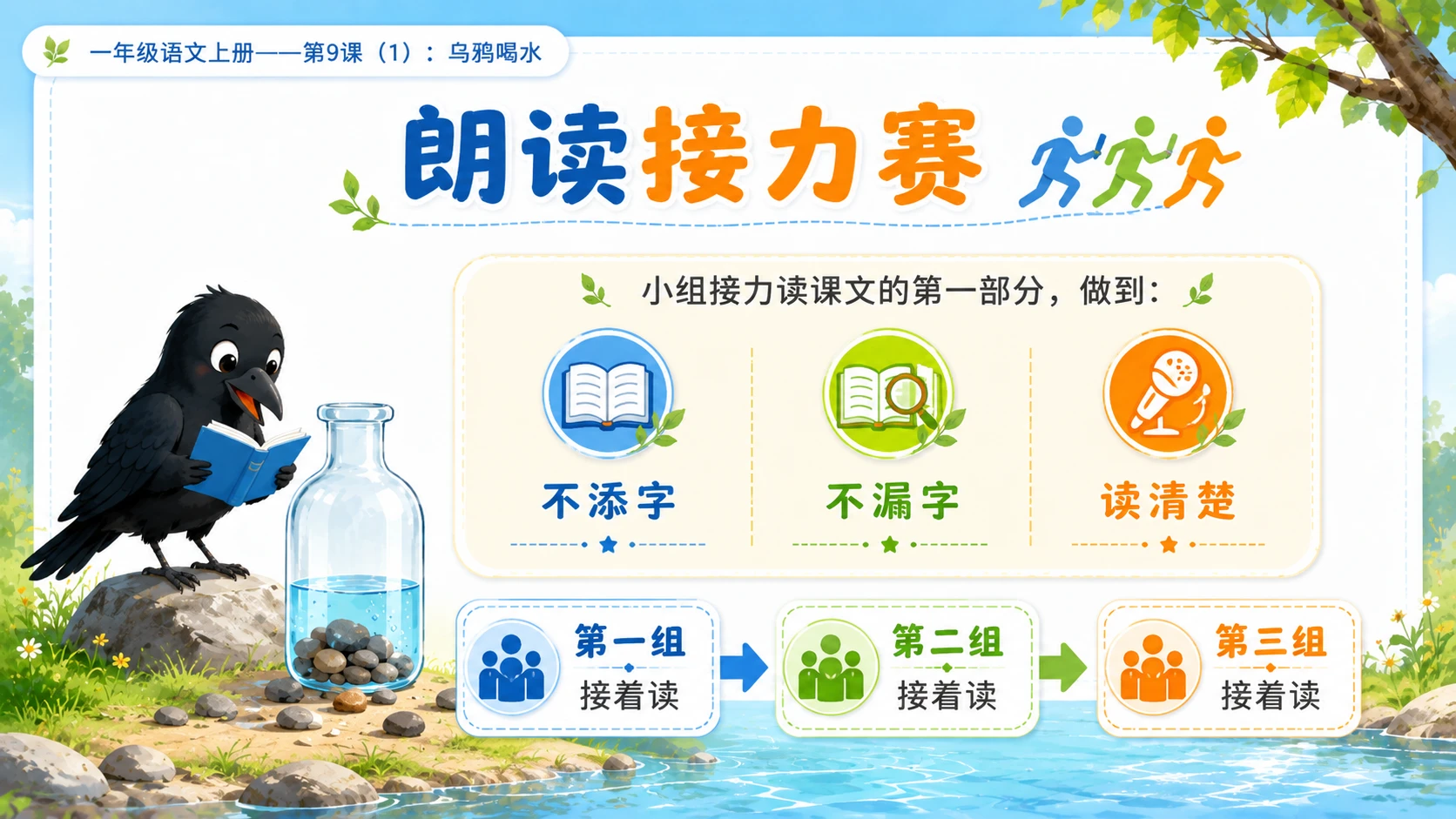 小学六年制统编教材系列课件——一年级语文上册第9课（1）：乌鸦喝水 - 预览图13