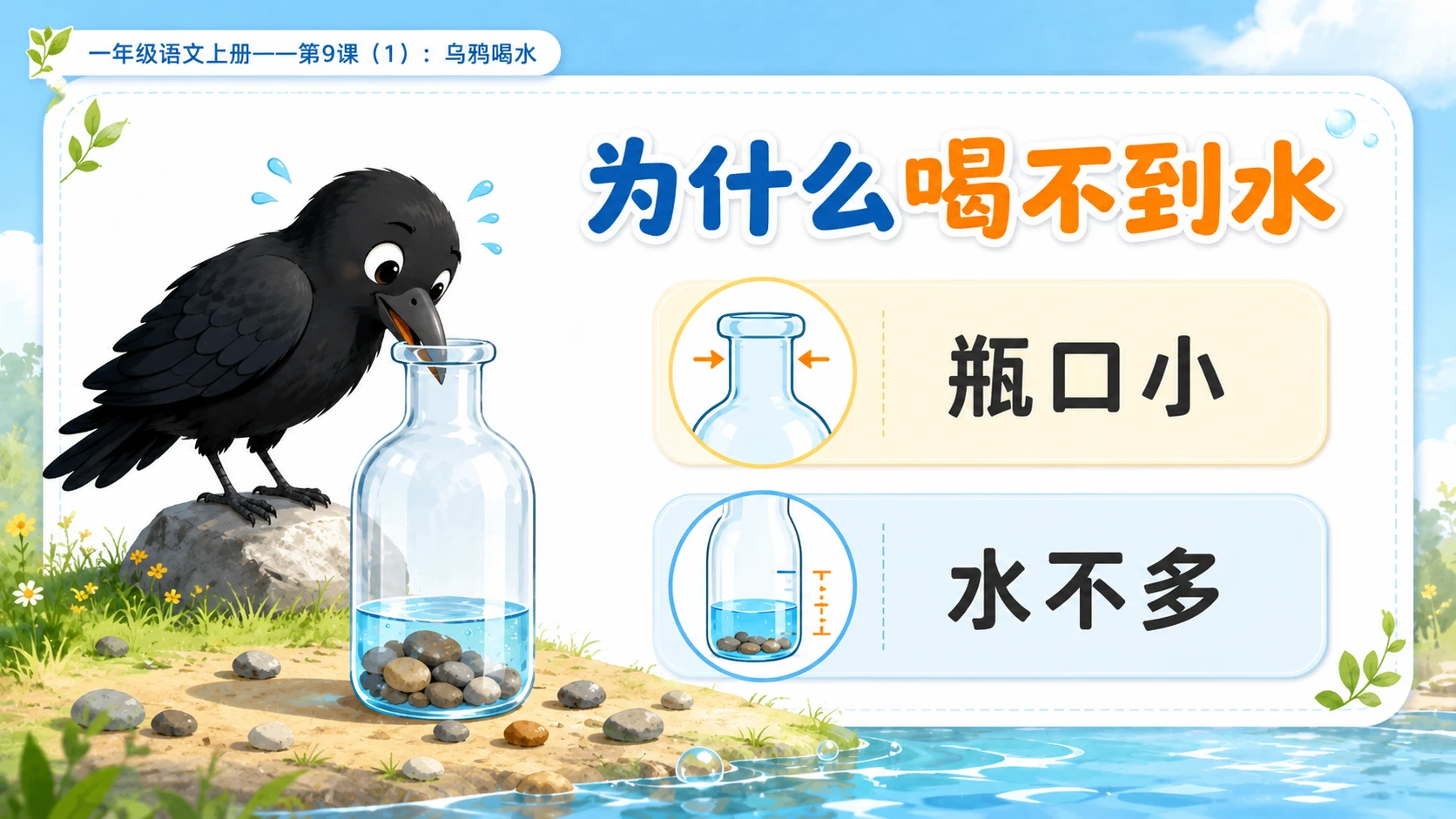 小学六年制统编教材系列课件——一年级语文上册第9课（1）：乌鸦喝水 - 预览图14