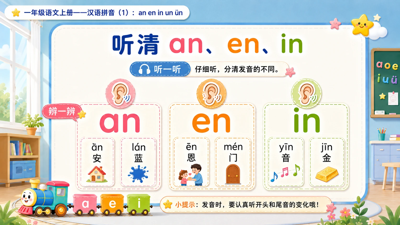 小学六年制统编教材系列课件——一年级语文上册：an en in un ün（1） - 预览图11