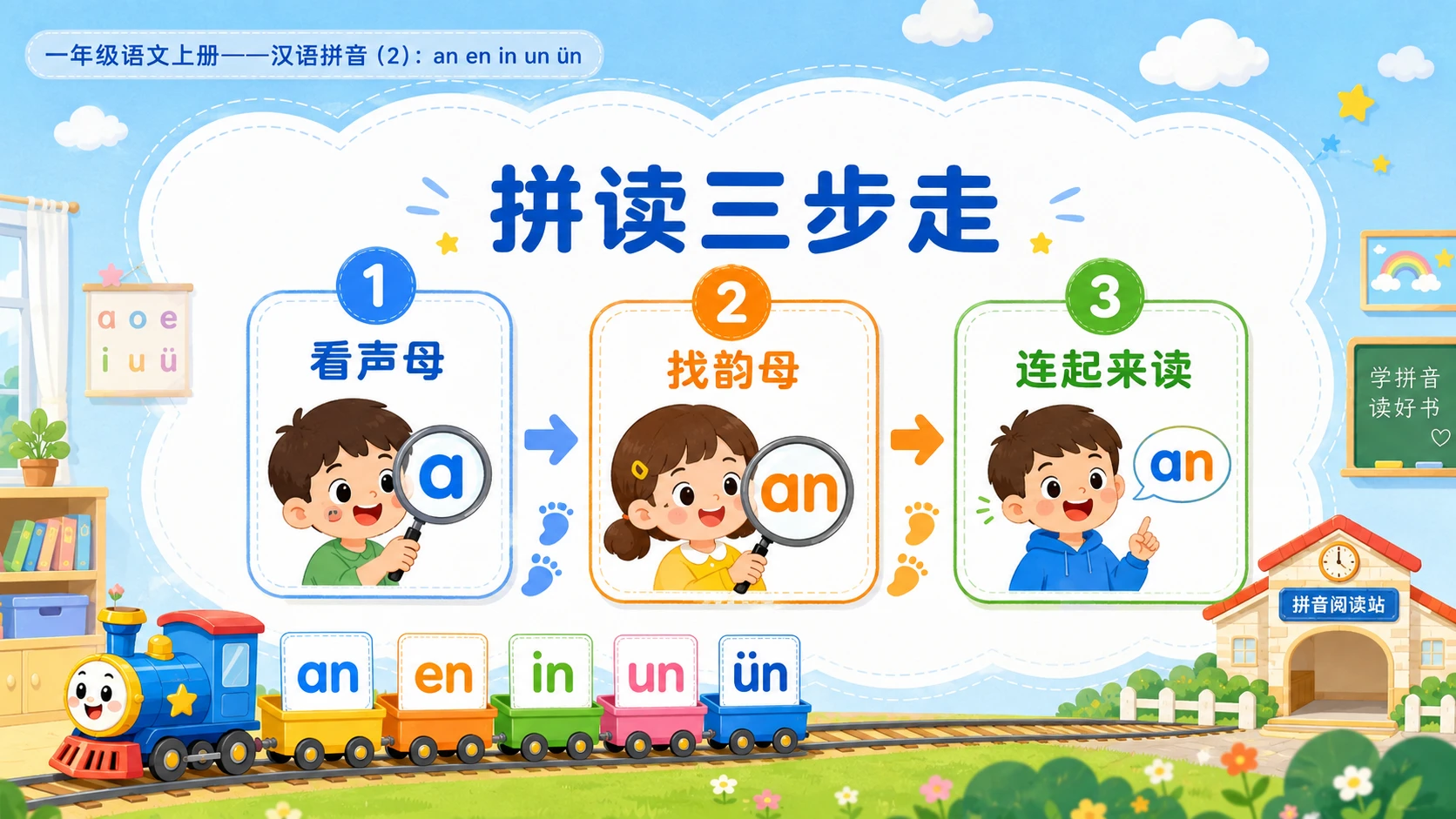 小学六年制统编教材系列课件——一年级语文上册：an en in un ün（2） - 预览图3