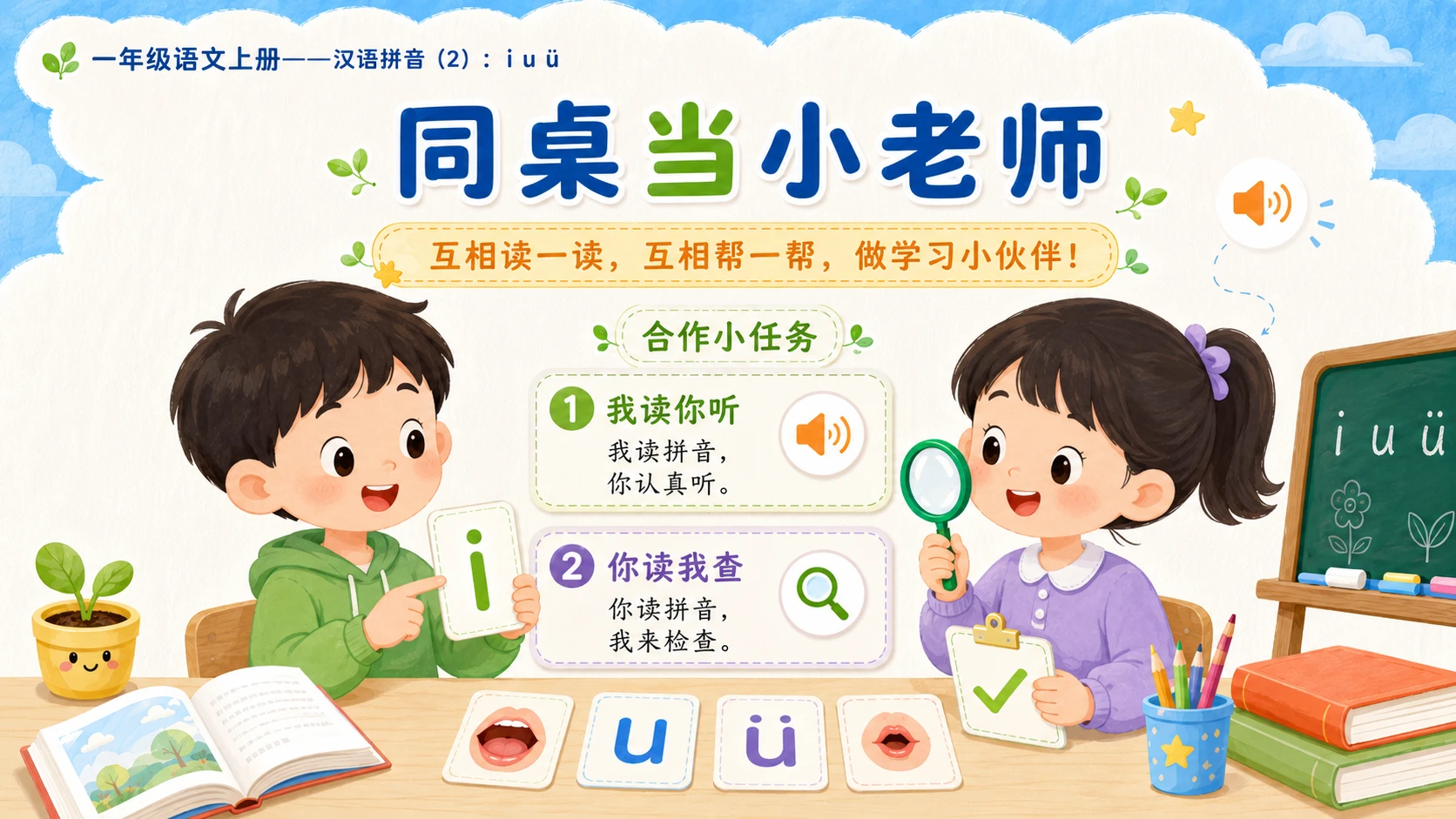 小学六年制统编教材系列课件——一年级语文上册：i u ü（2） - 预览图12
