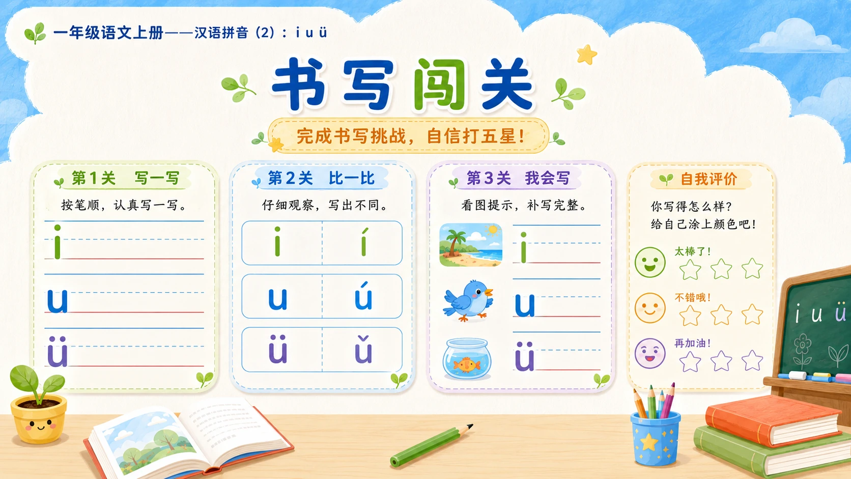 小学六年制统编教材系列课件——一年级语文上册：i u ü（2） - 预览图14