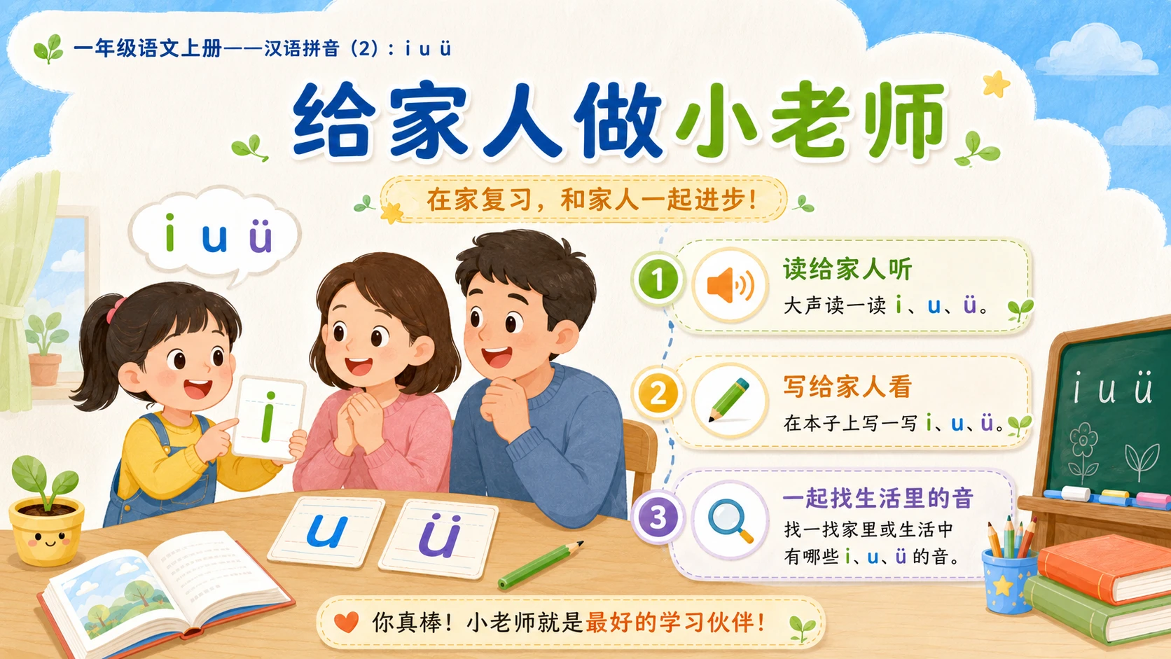 小学六年制统编教材系列课件——一年级语文上册：i u ü（2） - 预览图16