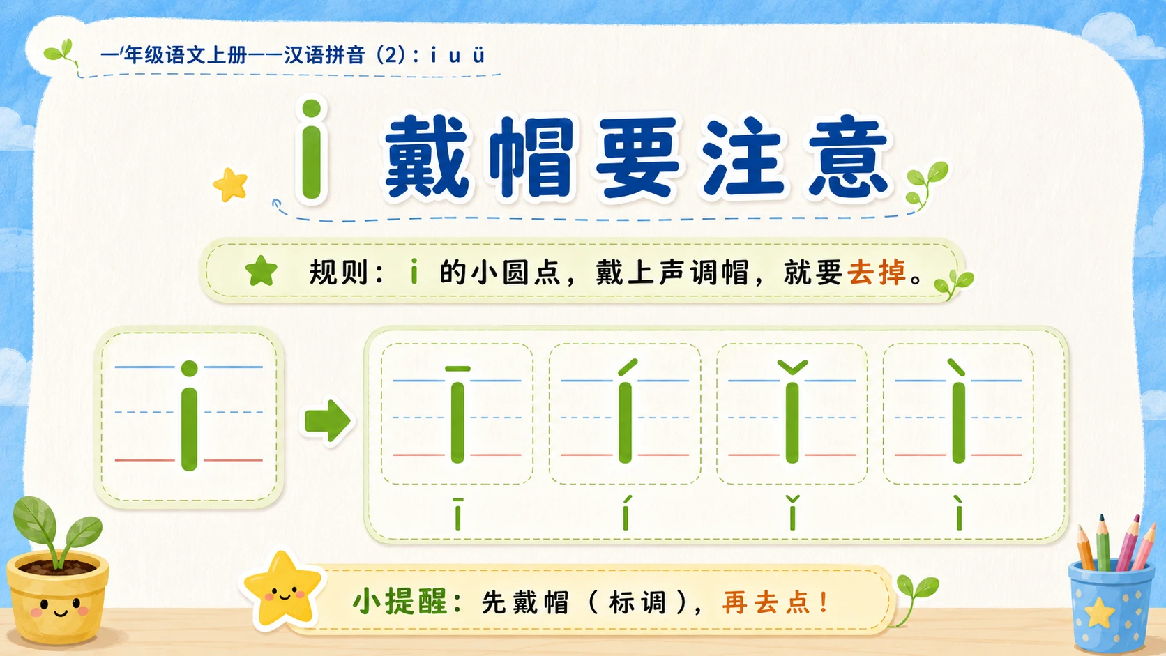 小学六年制统编教材系列课件——一年级语文上册：i u ü（2） - 预览图4