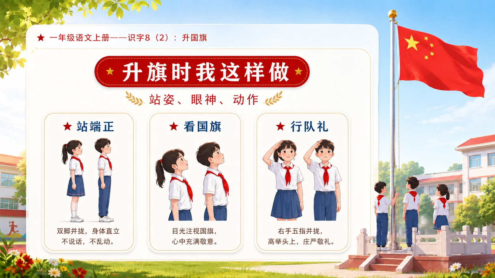 小学六年制统编教材系列课件——一年级语文上册：升国旗（2） - 预览图13