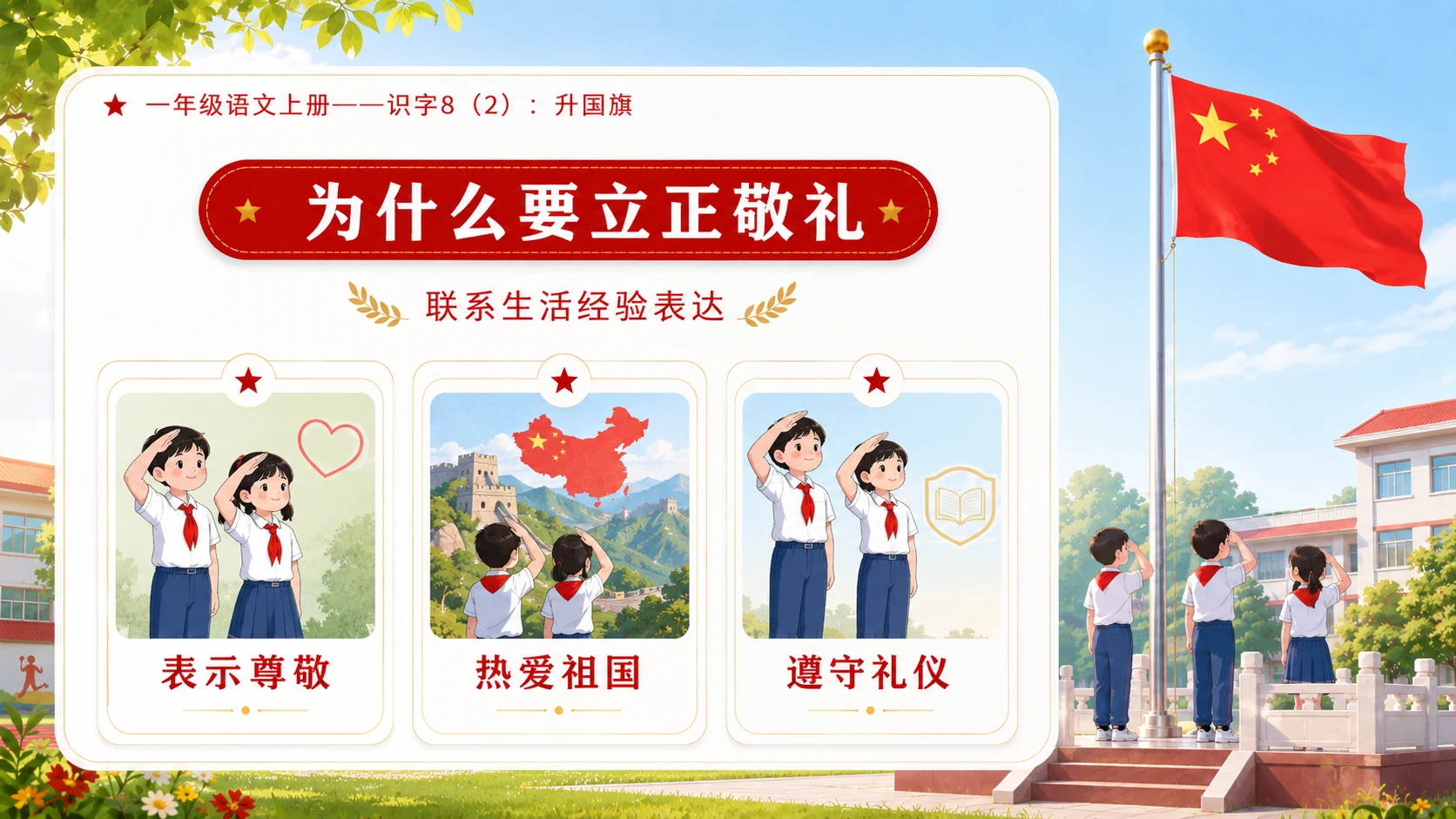 小学六年制统编教材系列课件——一年级语文上册：升国旗（2） - 预览图10