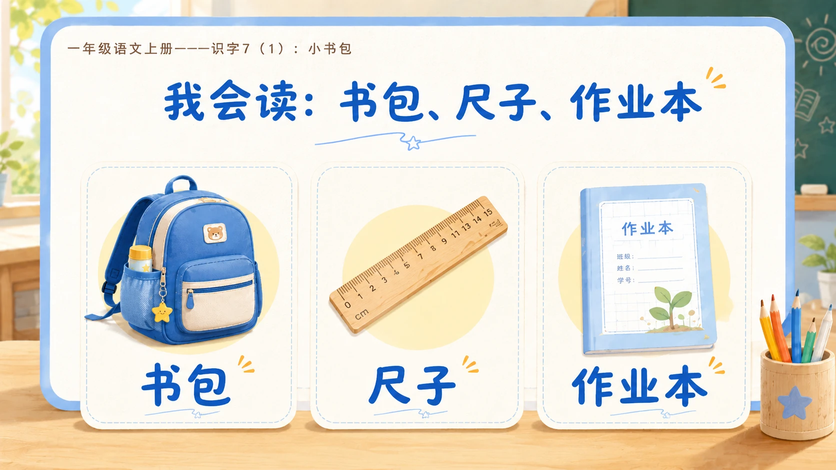 小学六年制统编教材系列课件——一年级语文上册：小书包（1） - 预览图4