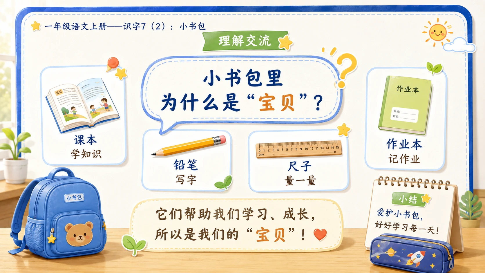 小学六年制统编教材系列课件——一年级语文上册：小书包（2） - 预览图7