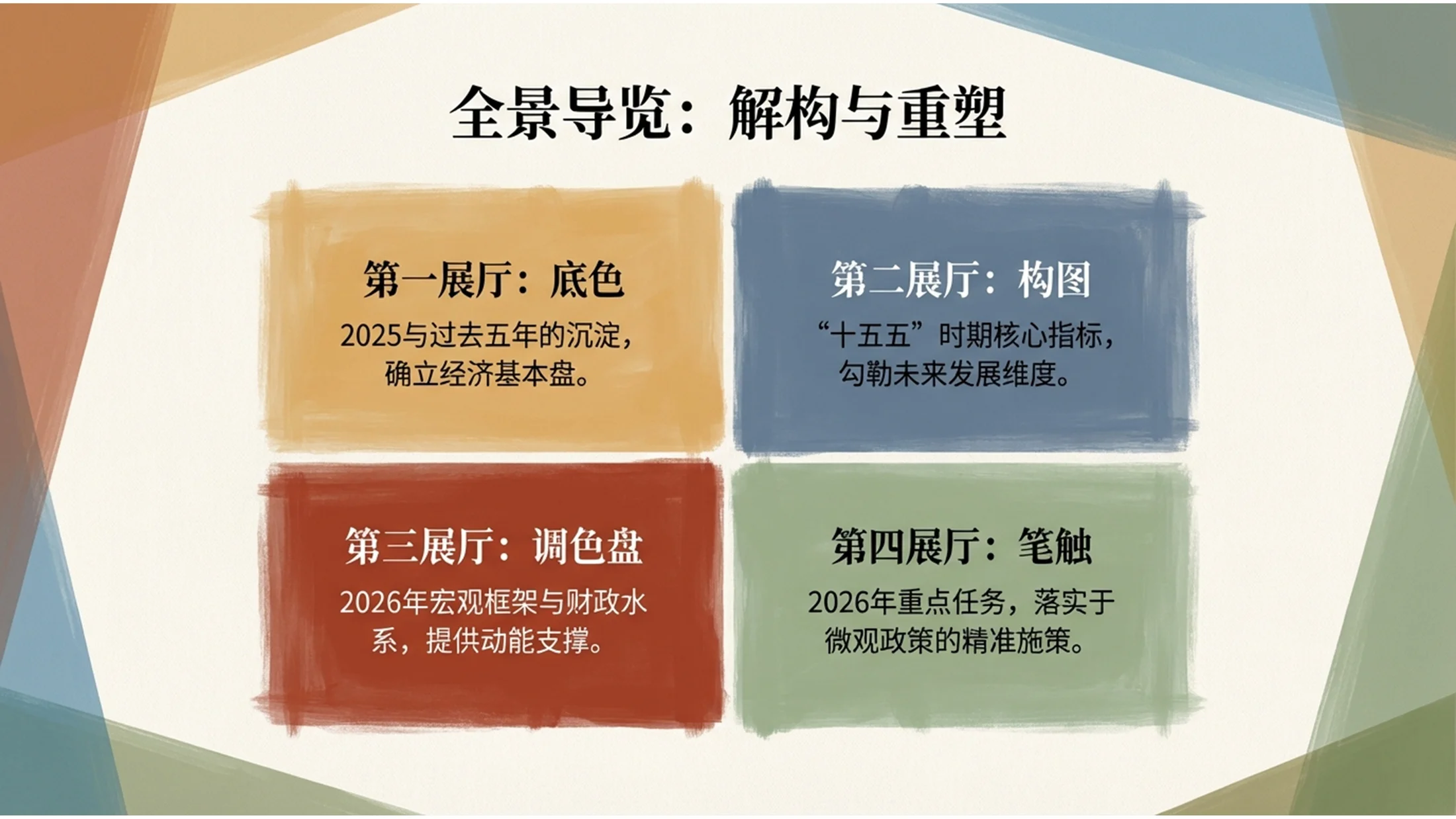 柔和多彩塞尚风格政府工作报告PPT - 预览图1