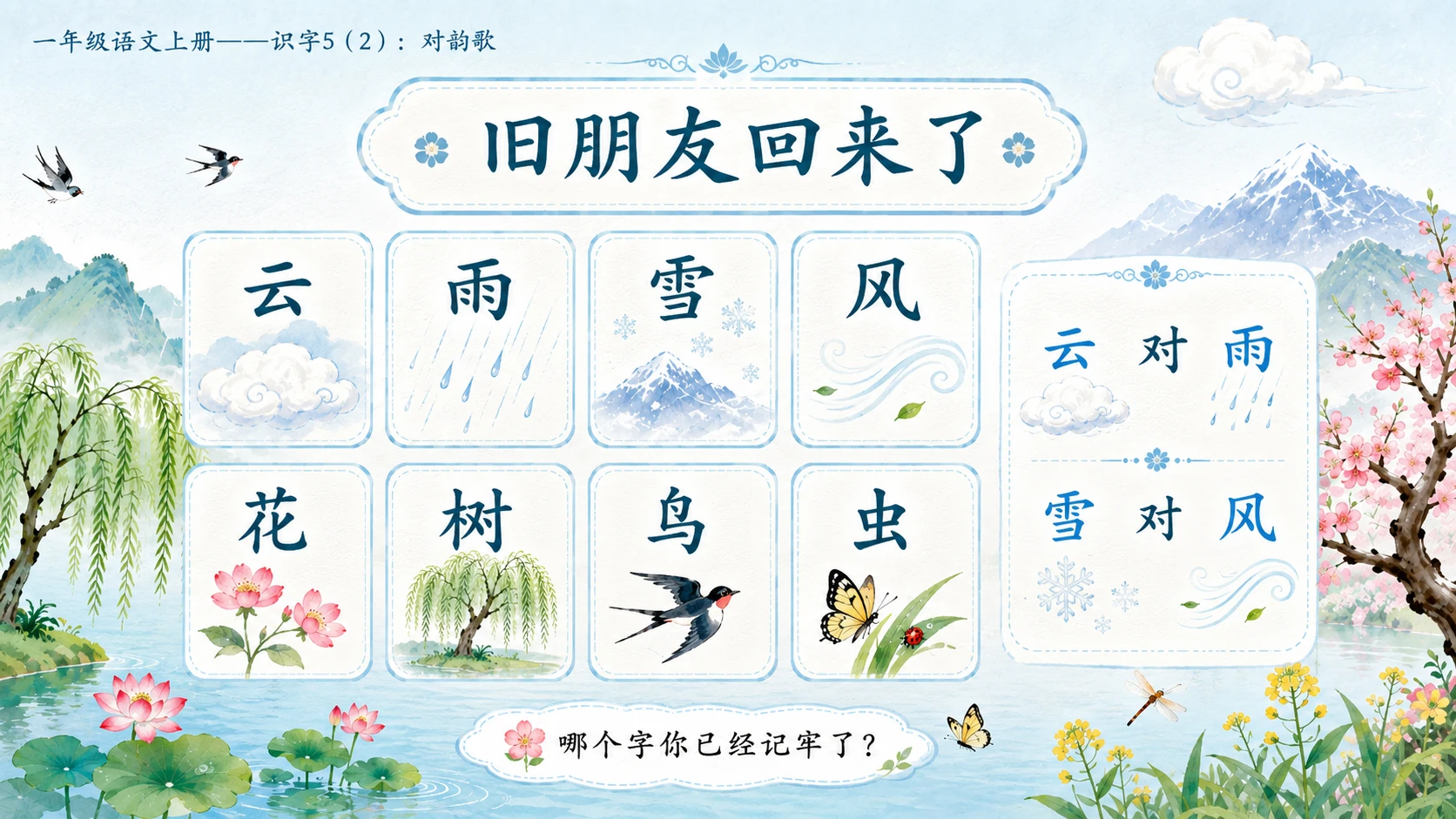 小学六年制统编教材系列课件——一年级语文上册：识字5 对韵歌（2） - 预览图3