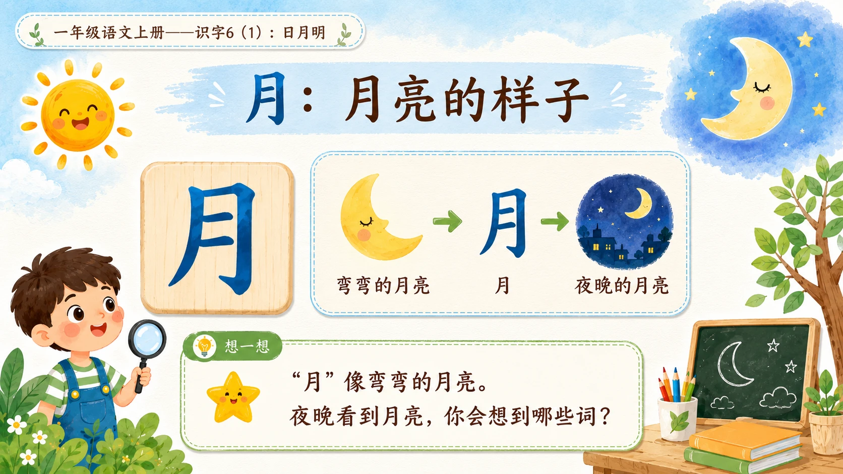 小学六年制统编教材系列课件——一年级语文上册：识字6 日月明（1） - 预览图5