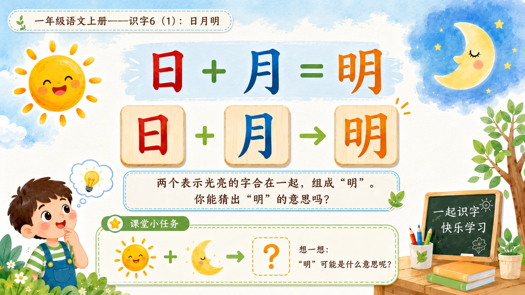 小学六年制统编教材系列课件——一年级语文上册：识字6 日月明（1） - 预览图6