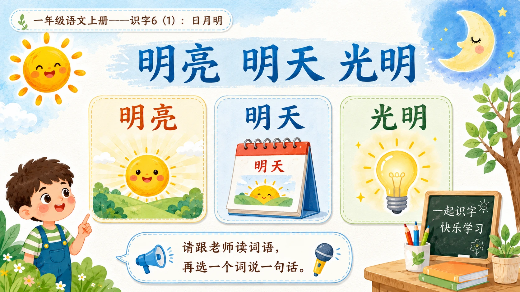 小学六年制统编教材系列课件——一年级语文上册：识字6 日月明（1） - 预览图10