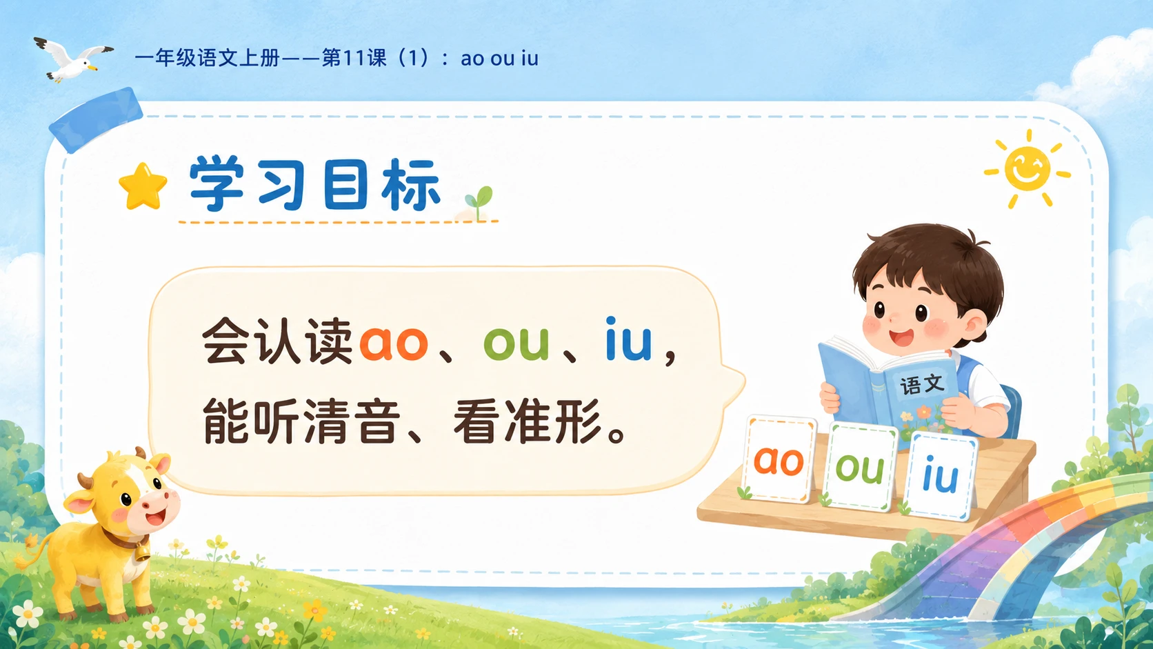 小学六年制统编教材系列课件——一年级语文上册第11课（1）：ao ou iu - 预览图2