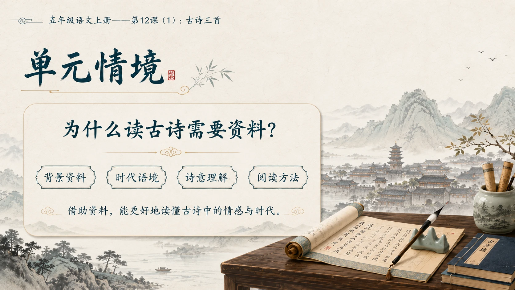 小学六年制统编教材系列课件——五年级语文上册第12课（1）：古诗三首：示儿、题临安邸、己亥杂诗 - 预览图2