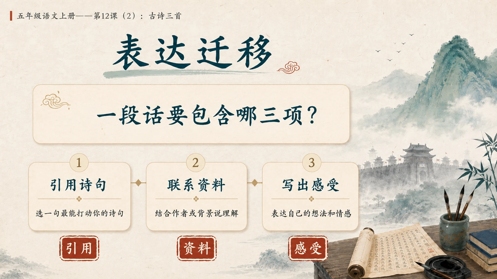 小学六年制统编教材系列课件——五年级语文上册第12课（2）：古诗三首：示儿、题临安邸、己亥杂诗 - 预览图15