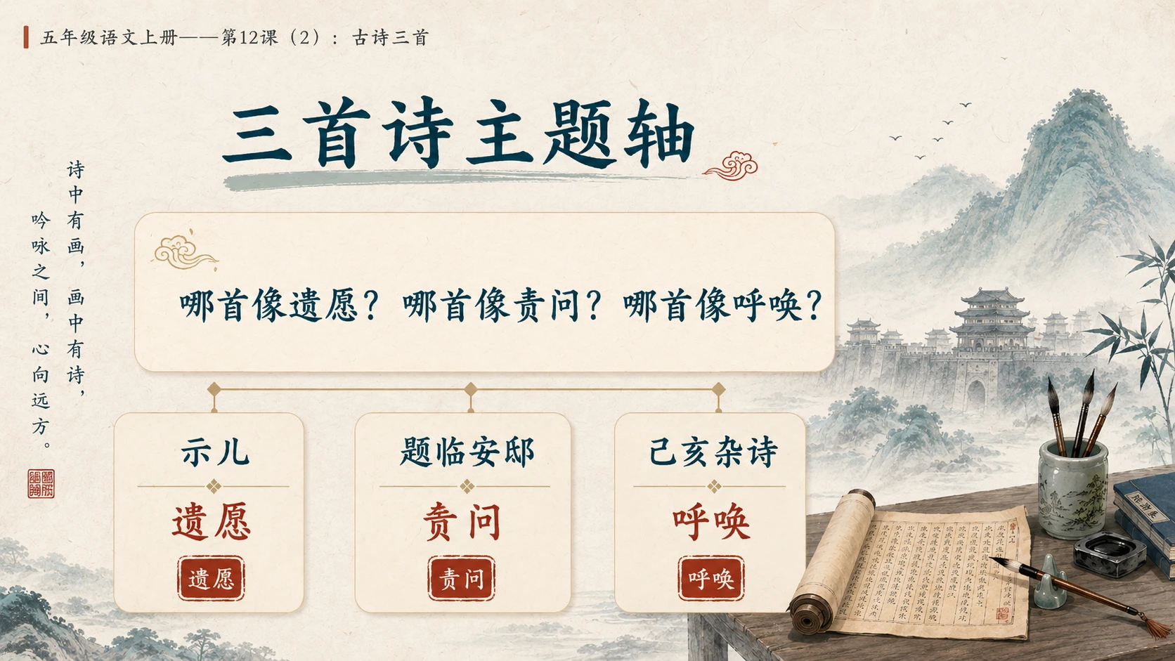 小学六年制统编教材系列课件——五年级语文上册第12课（2）：古诗三首：示儿、题临安邸、己亥杂诗 - 预览图9