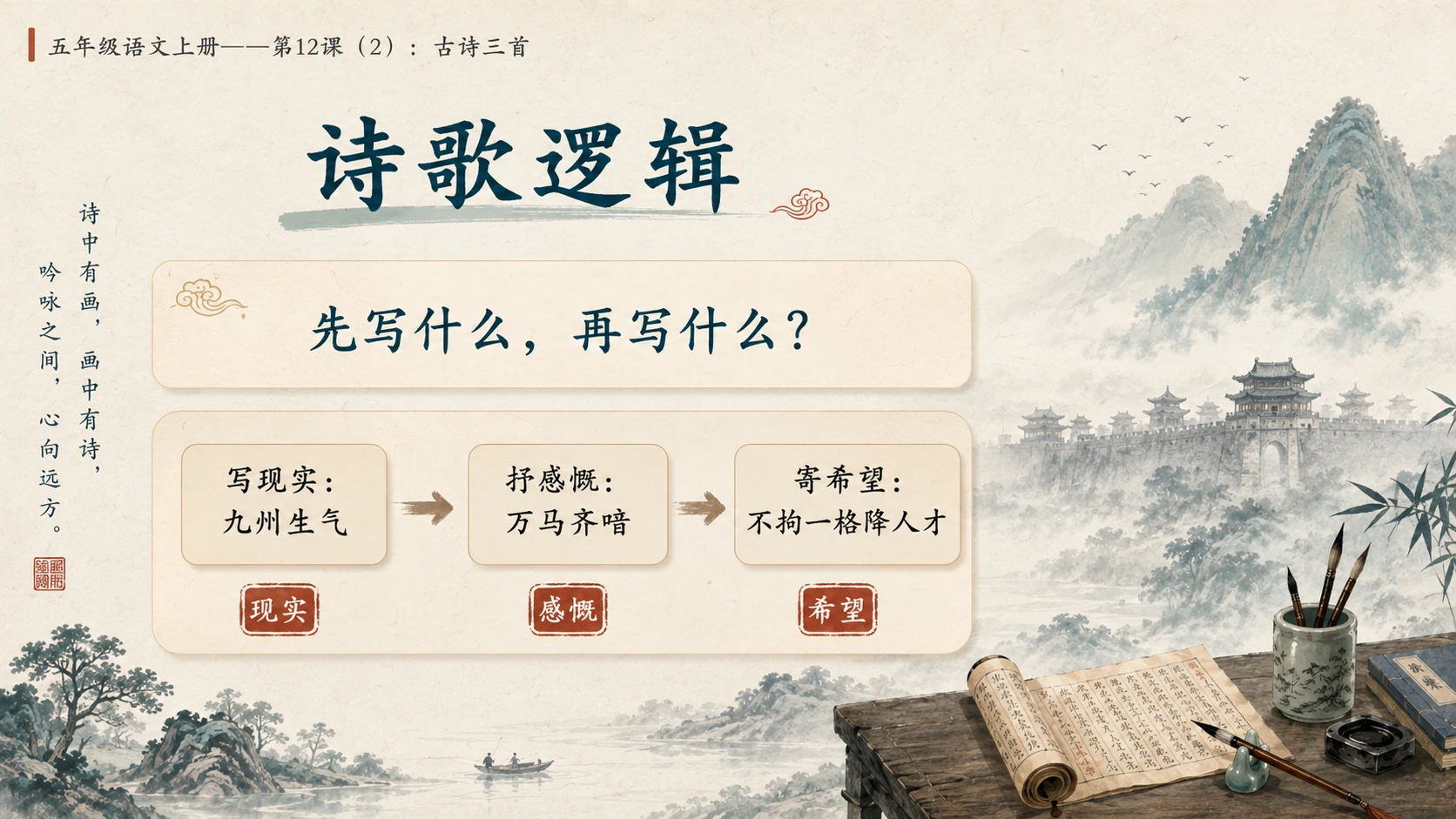 小学六年制统编教材系列课件——五年级语文上册第12课（2）：古诗三首：示儿、题临安邸、己亥杂诗 - 预览图10