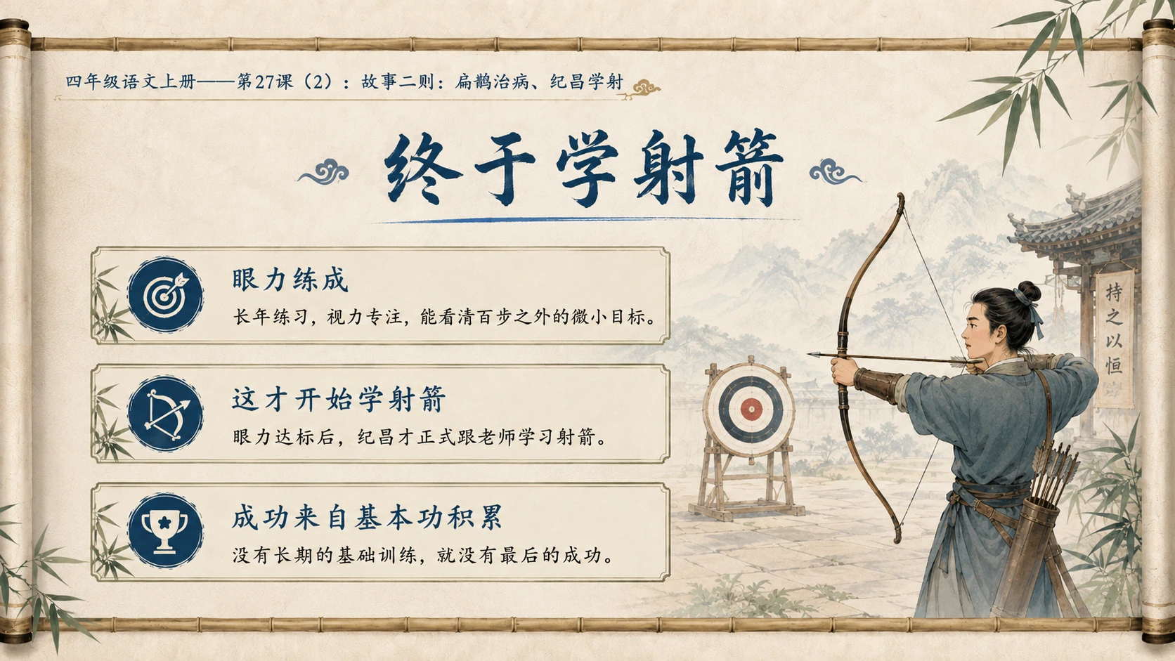 小学六年制统编教材系列课件——四年级语文上册第27课（2）：故事二则：扁鹊治病、纪昌学射 - 预览图11