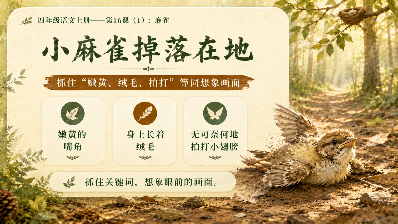 小学六年制统编教材系列课件——四年级语文上册第16课（1）：麻雀 - 预览图11