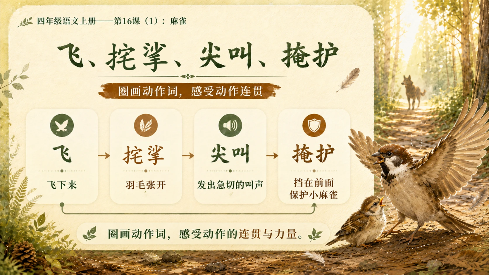 小学六年制统编教材系列课件——四年级语文上册第16课（1）：麻雀 - 预览图15