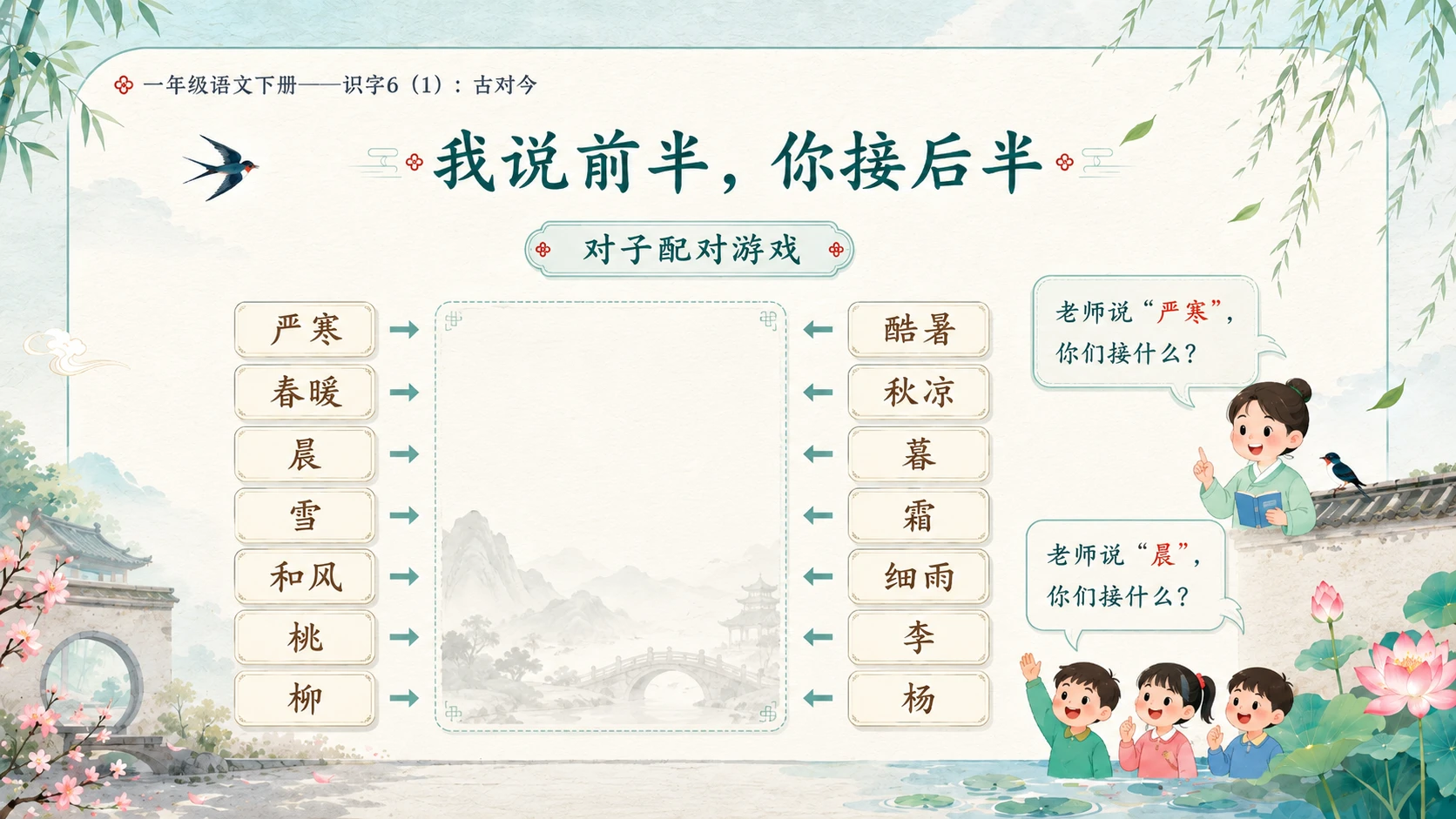 小学六年制统编教材系列课件——一年级语文下册：古对今（1） - 预览图13