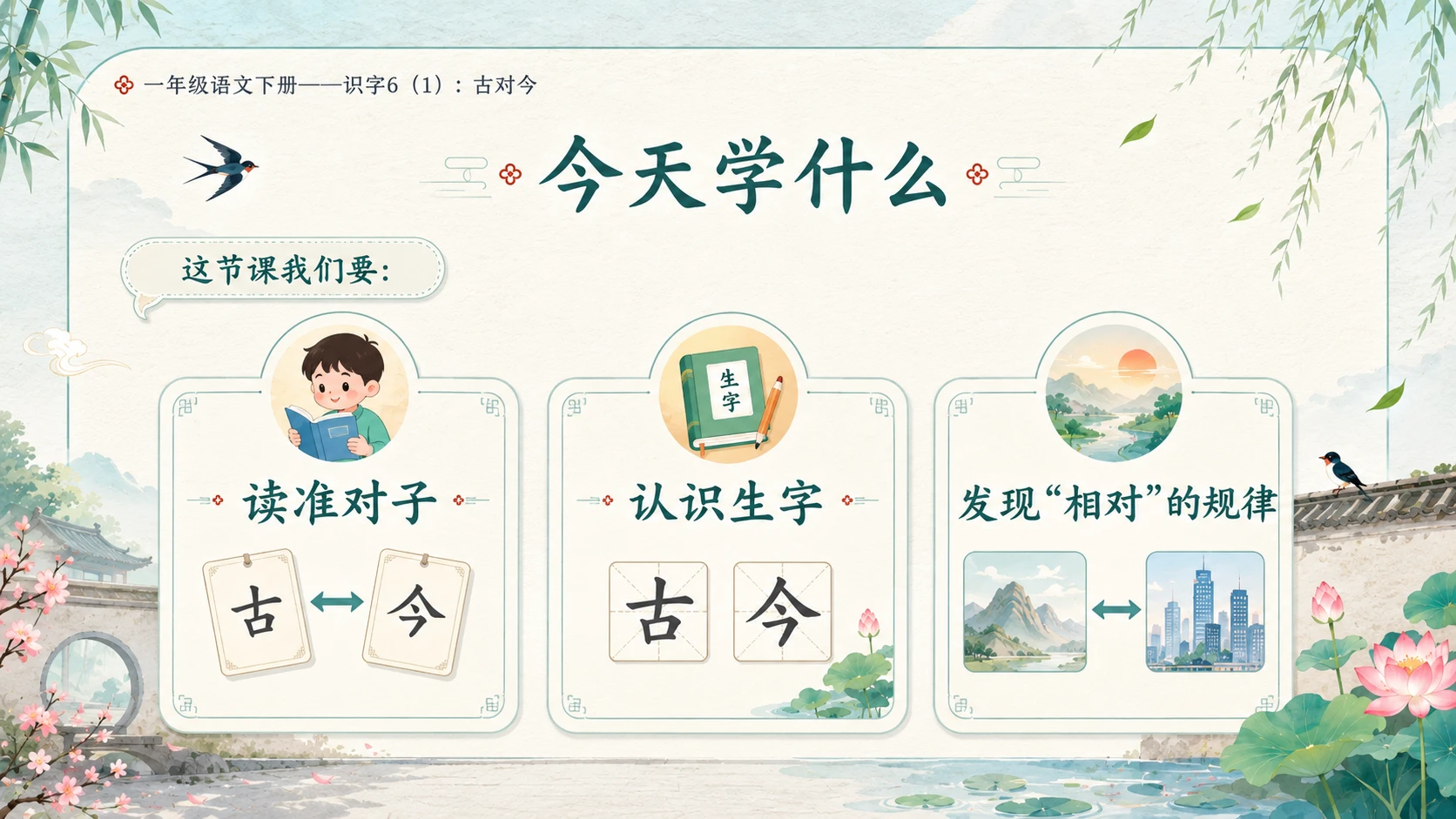 小学六年制统编教材系列课件——一年级语文下册：古对今（1） - 预览图2