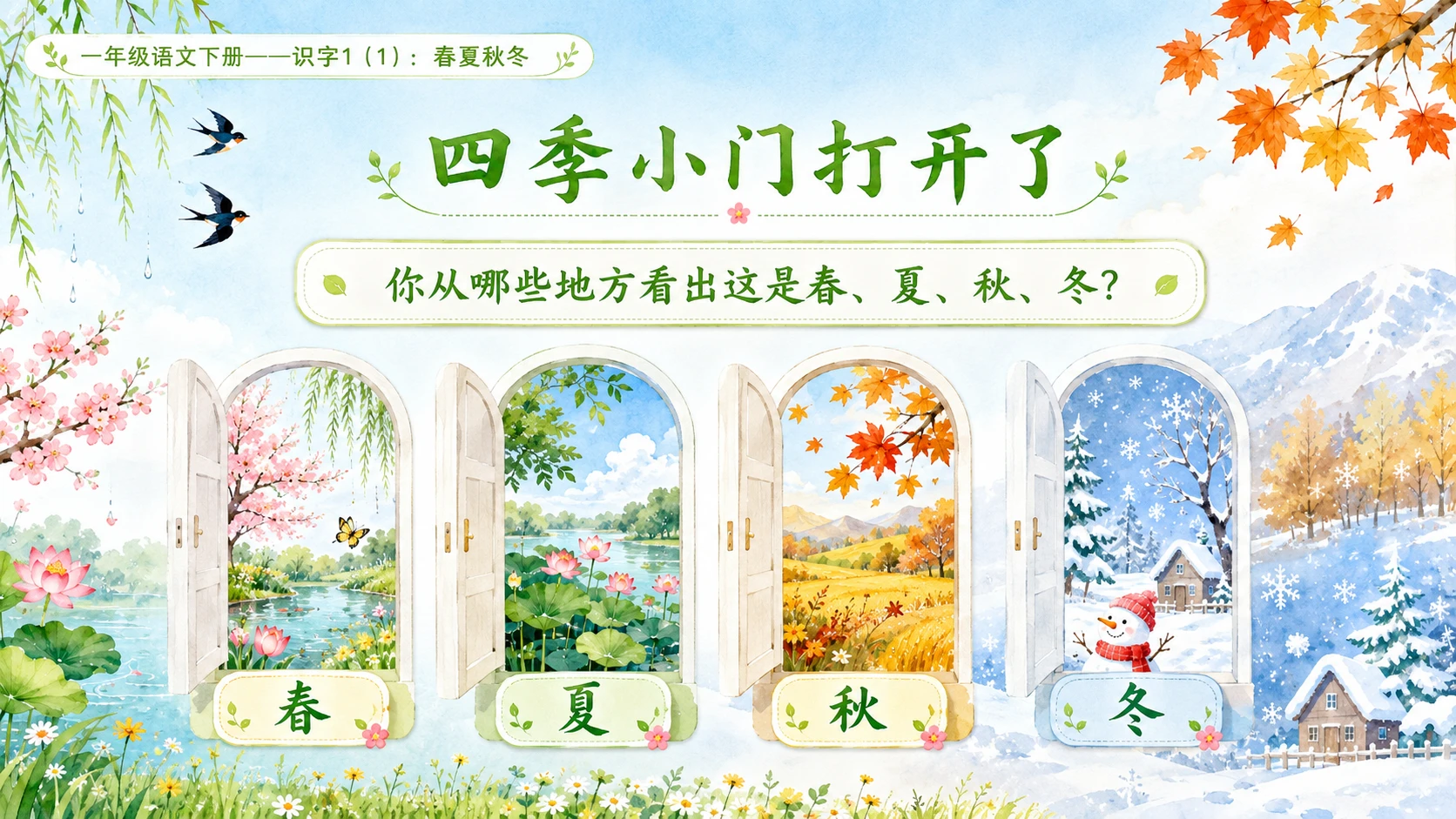 小学六年制统编教材系列课件——一年级语文下册：识字1 春夏秋冬（1） - 预览图2